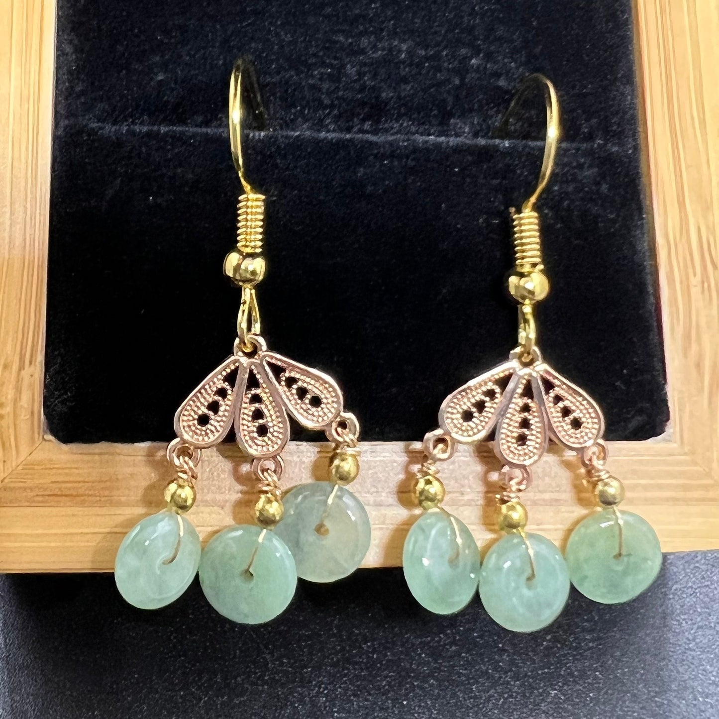 Natural jadeite Transparent eardrop jade Earrings with gold plated bail Burma Jade Grade A jade earbob jade loose beads Jewelry gift for her