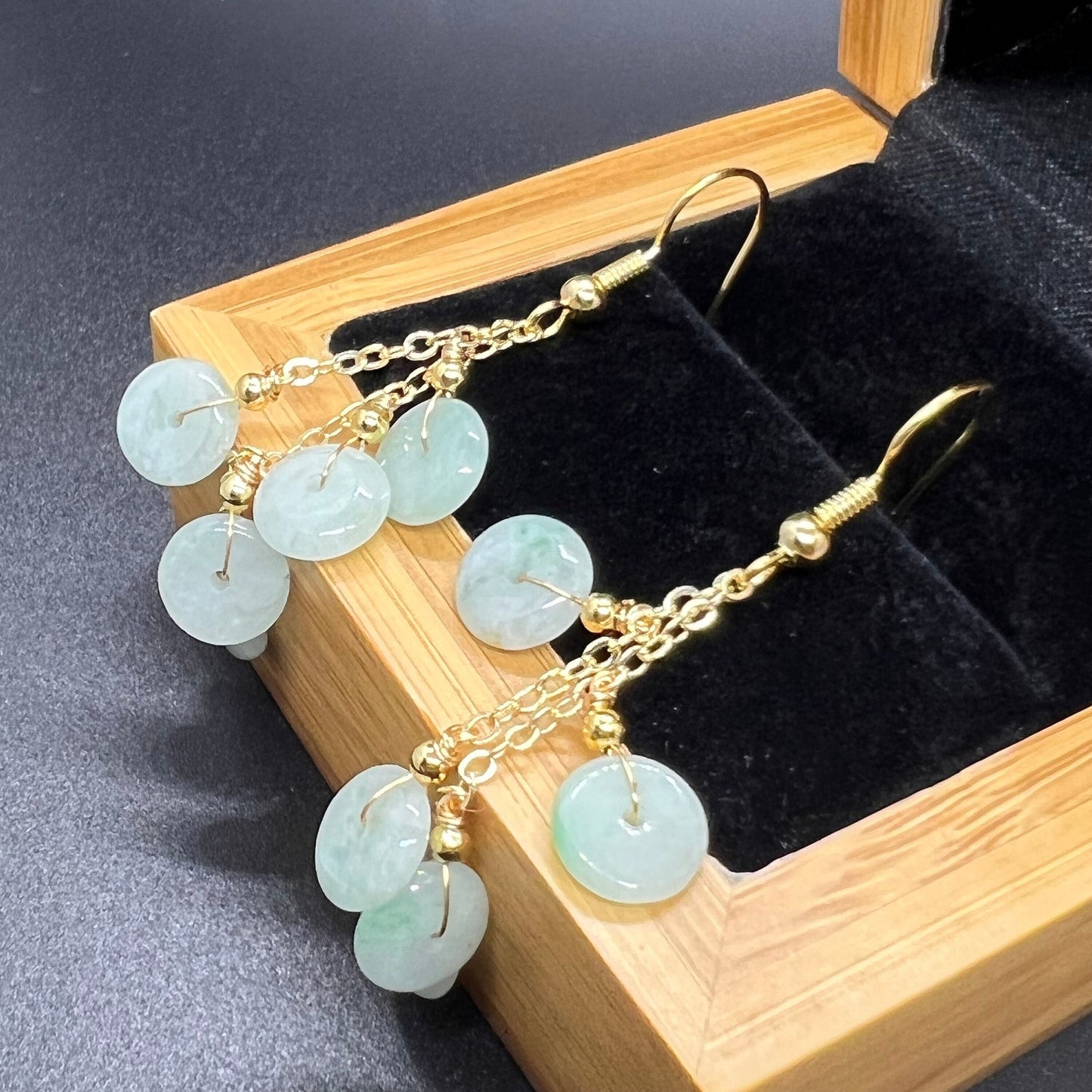 Natural jadeite Transparent eardrop jade Earrings with gold plated bail Burma Jade Grade A jade earbob jade loose beads Jewelry gift for her