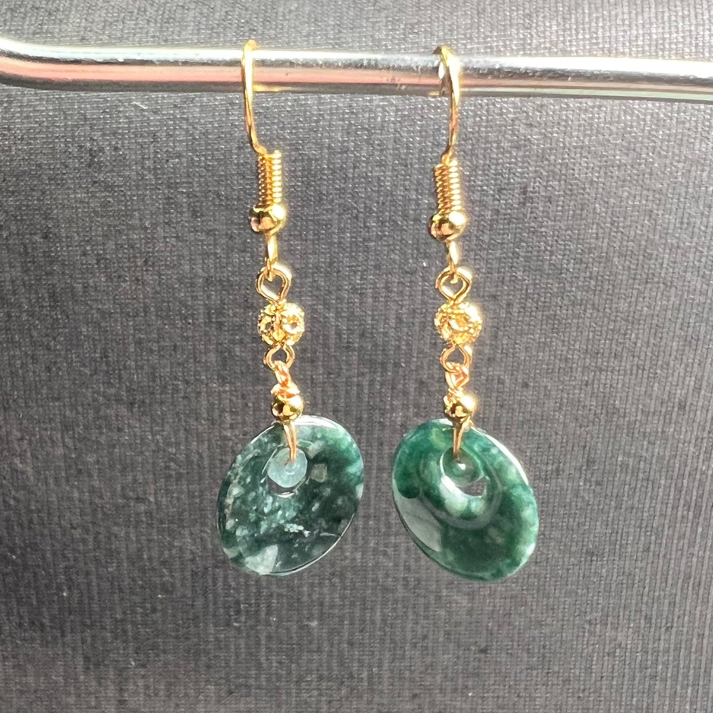 Natural jadeite eardrop jade Earrings with gold plated bail  Burma Jade Grade A jade earbob jade bead Earring Jewelry gift for her