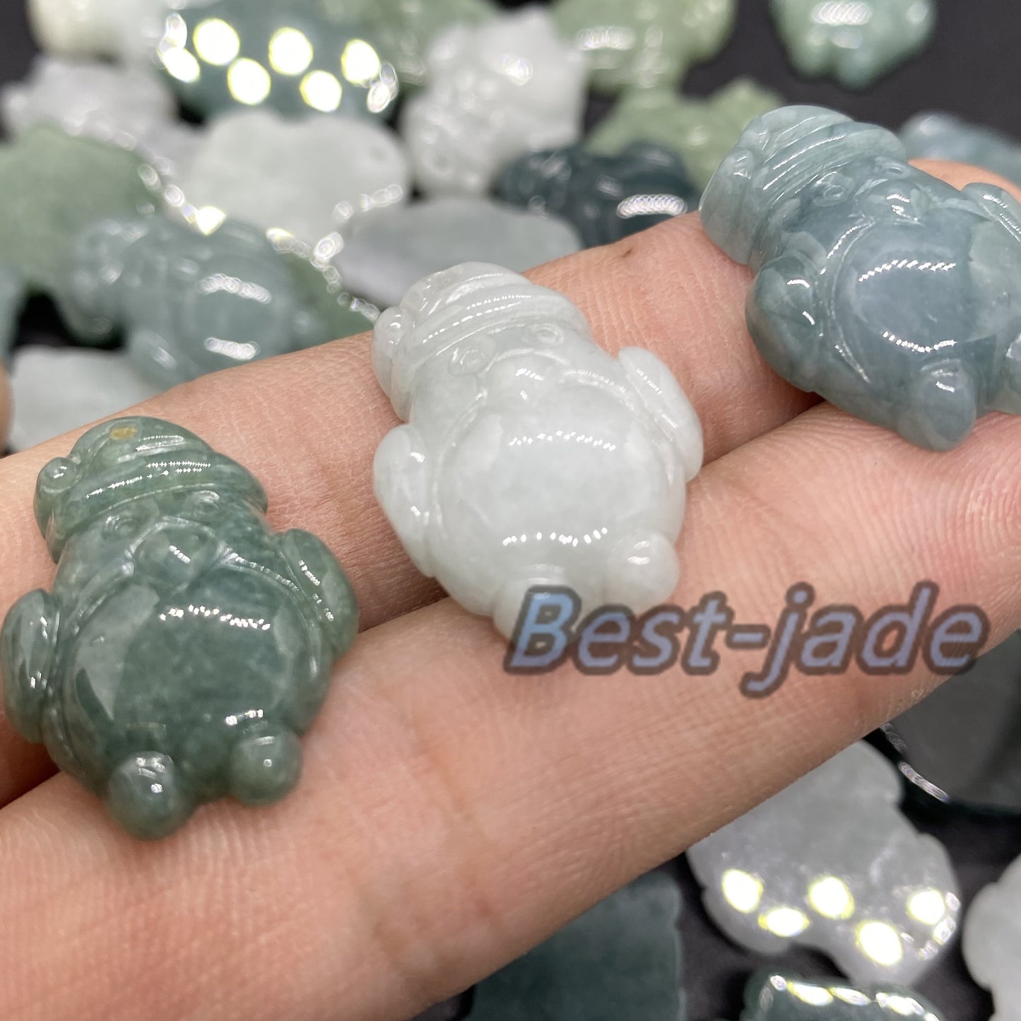 3 Farben Süßer Pinguin Anhänger Natur Grün Grade A Jade Burma Jadeit Cartoon Perlenohrringe blaue Jade Weihnachtsgeschenk Jade Geschenk