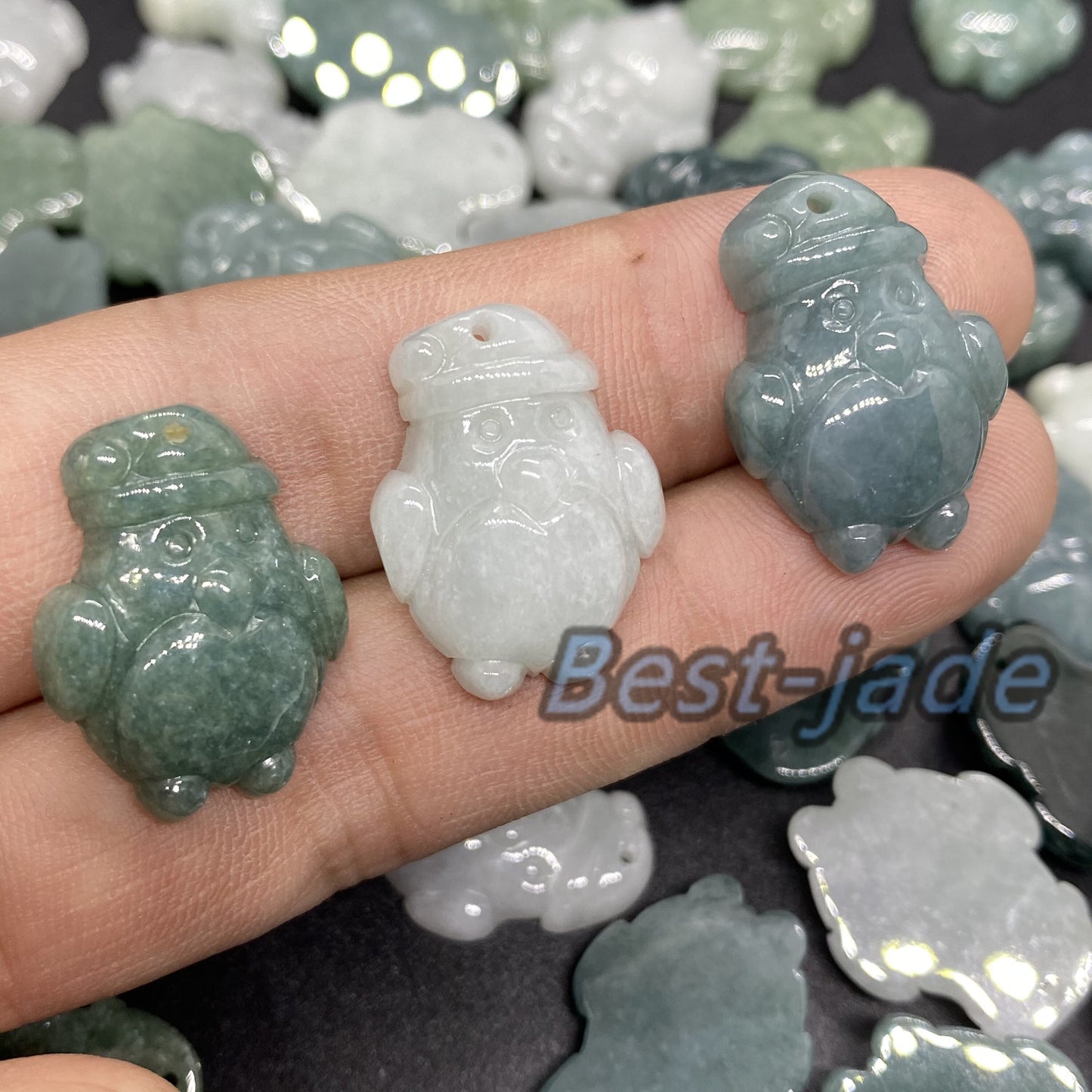 3 Farben Süßer Pinguin Anhänger Natur Grün Grade A Jade Burma Jadeit Cartoon Perlenohrringe blaue Jade Weihnachtsgeschenk Jade Geschenk