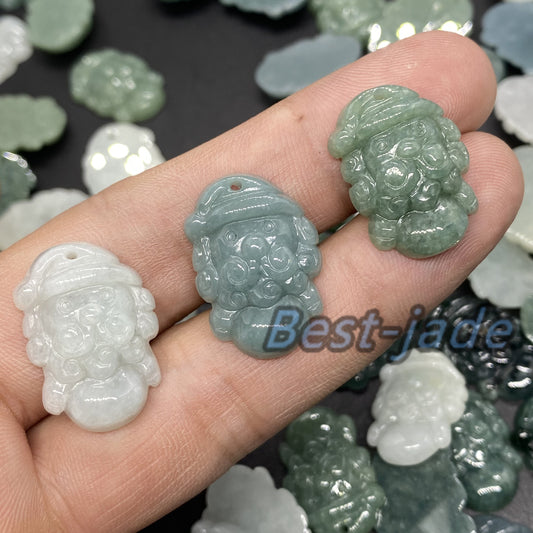 3 Farben Süßer Weihnachtsmann Anhänger Natur Grün Grade A Jade Burma Jadeit Cartoon Perlenohrringe blaue Jade Weihnachtsgeschenk Jade Geschenk