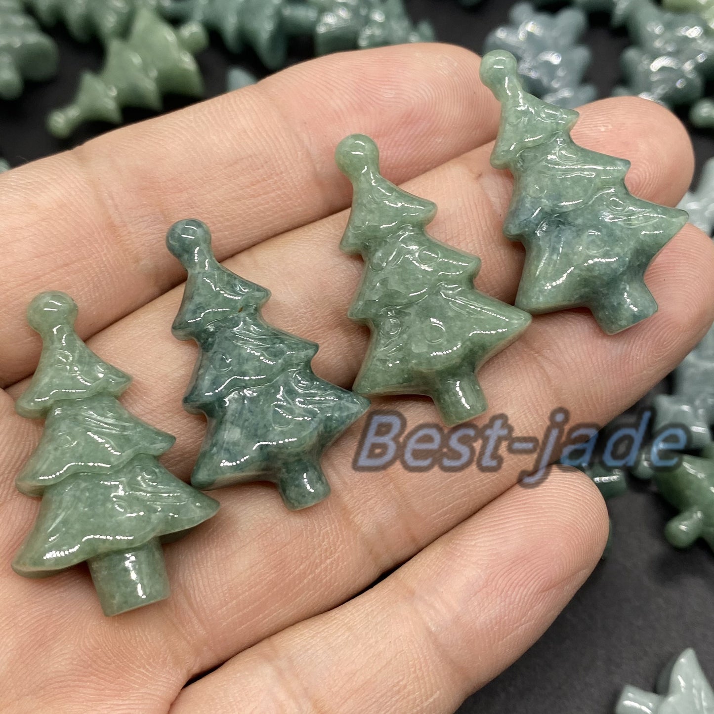 3D süßer Weihnachtsbaum Anhänger Natur Grün Grade A Jade Burma Jadeit Cartoon Perlenohrringe blaue Jade Weihnachtsgeschenk Jade Geschenk