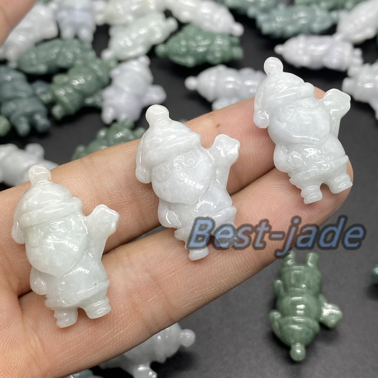 3D süßer Weihnachtsmann Anhänger Natur Grün Grade A Jade Burma Jadeit Cartoon Perlenohrringe blaue Jade Weihnachtsgeschenk Jade Geschenk