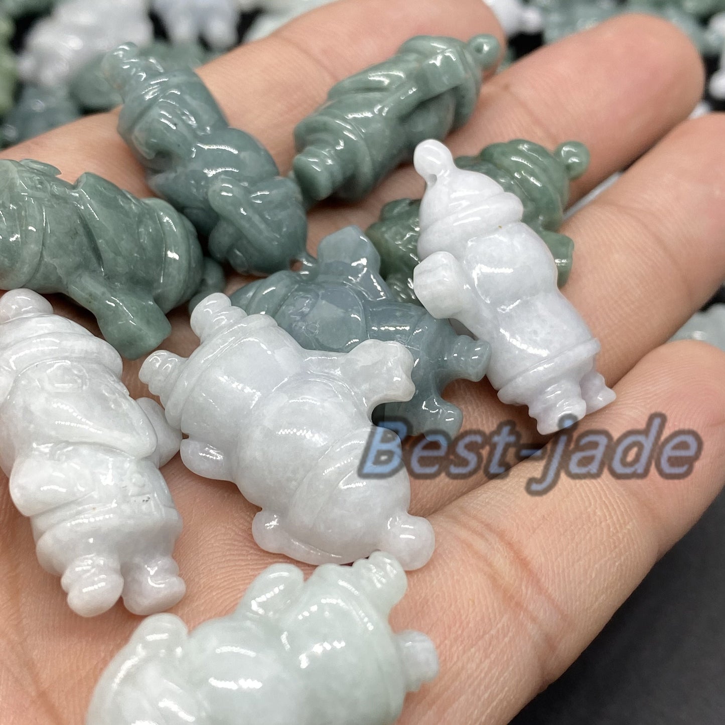 3D süßer Weihnachtsmann Anhänger Natur Grün Grade A Jade Burma Jadeit Cartoon Perlenohrringe blaue Jade Weihnachtsgeschenk Jade Geschenk