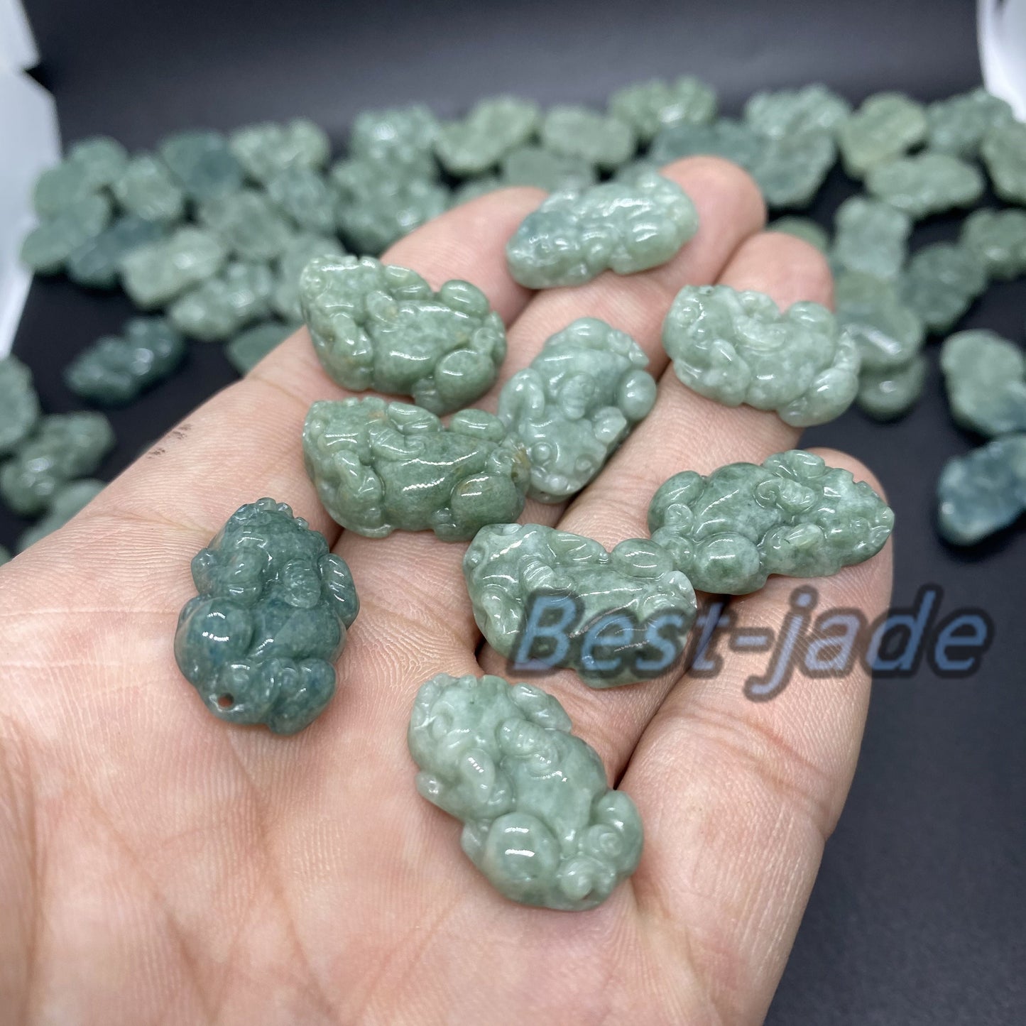 Small Pixiu Natural Green Burma Jadeite bead Grade A Jade green gemstone baby dragon jadeite kid pendant