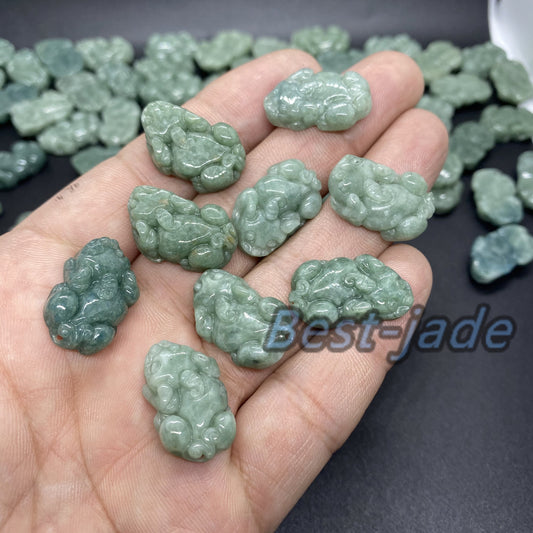 Small Pixiu Natural Green Burma Jadeite bead Grade A Jade green gemstone baby dragon jadeite kid pendant