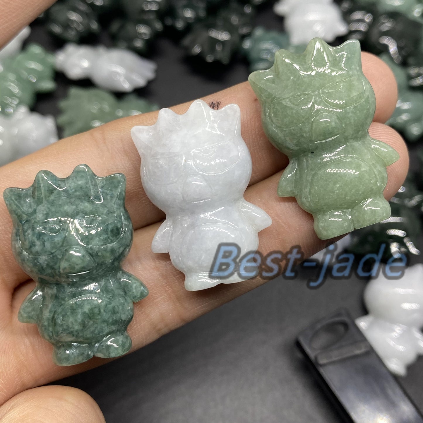 4 Farben 3D Pinguin Anhänger Natur Grün Grade A Jade Burma Jadeit Cartoon Perlen Ohrringe blaue Jade Weihnachtsgeschenk Jade Geschenk