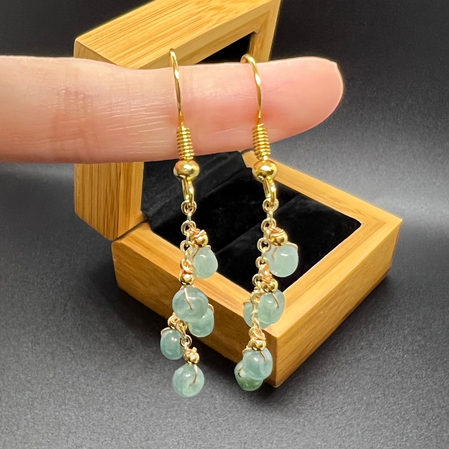 Natural jadeite Transparent eardrop jade Earrings with gold plated bail Burma Jade Grade A jade earbob jade loose beads Jewelry gift for her