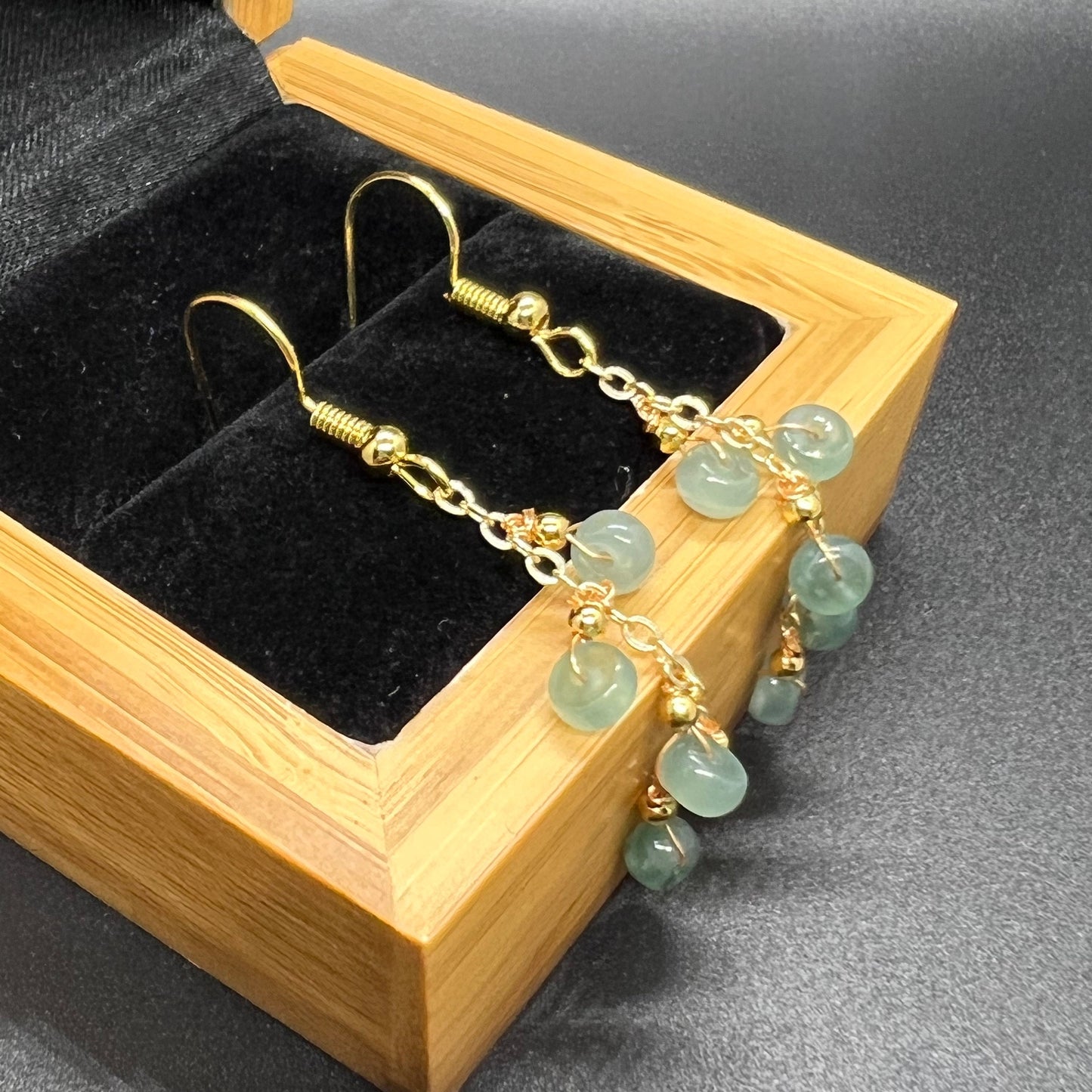 Natural jadeite Transparent eardrop jade Earrings with gold plated bail Burma Jade Grade A jade earbob jade loose beads Jewelry gift for her