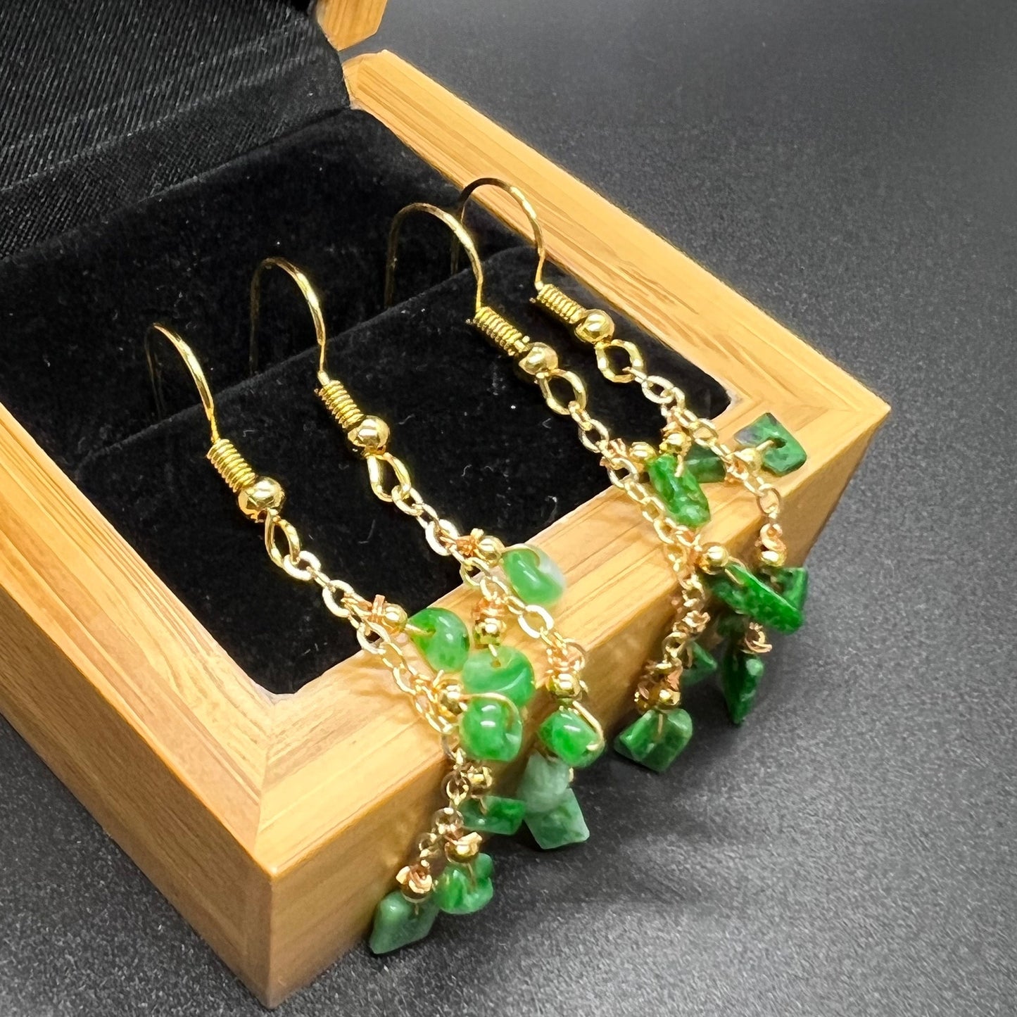 Natural jadeite Transparent eardrop jade Earrings with gold plated bail Burma Jade Grade A jade earbob jade loose beads Jewelry gift for her