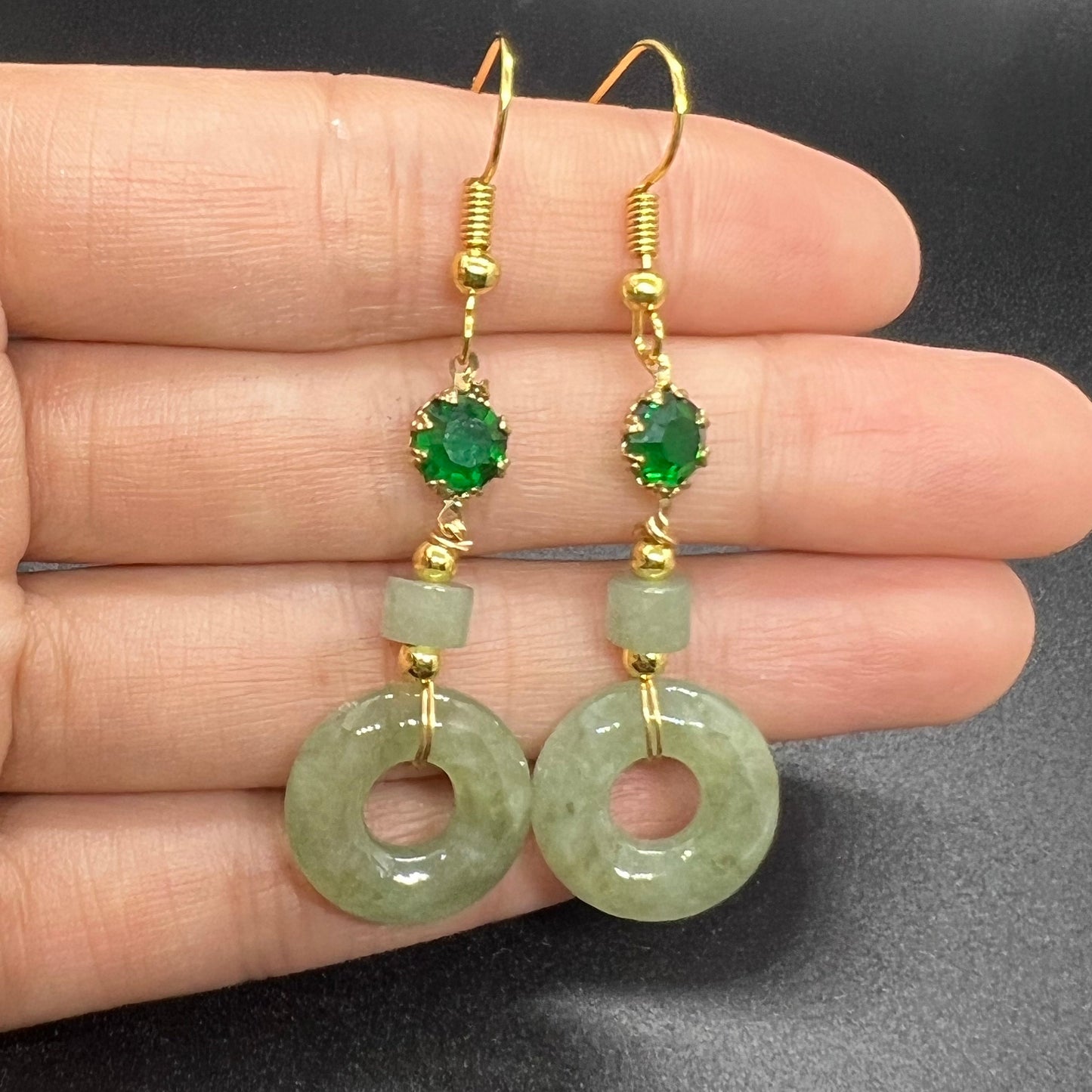 5style Natural jadeite eardrop jade Earrings with gold plated bail Burma Jade Grade A jade earbob jade loose beads Jewelry gift for her