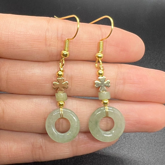 5style Natural jadeite eardrop jade Earrings with gold plated bail Burma Jade Grade A jade earbob jade loose beads Jewelry gift for her