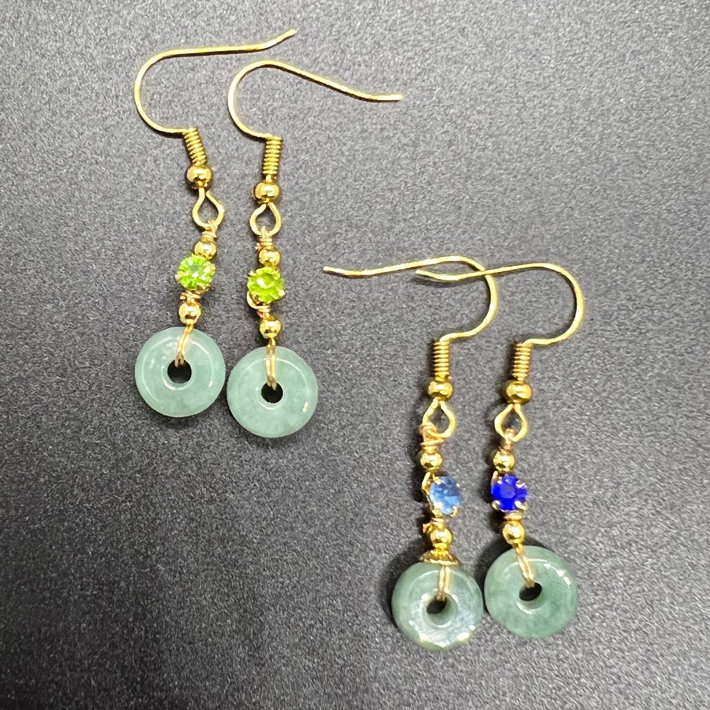 Natural jadeite Donut eardrop jade Earrings with gold plated bail Burma Jade Grade A jade earbob jade loose beads Jewelry gift for her