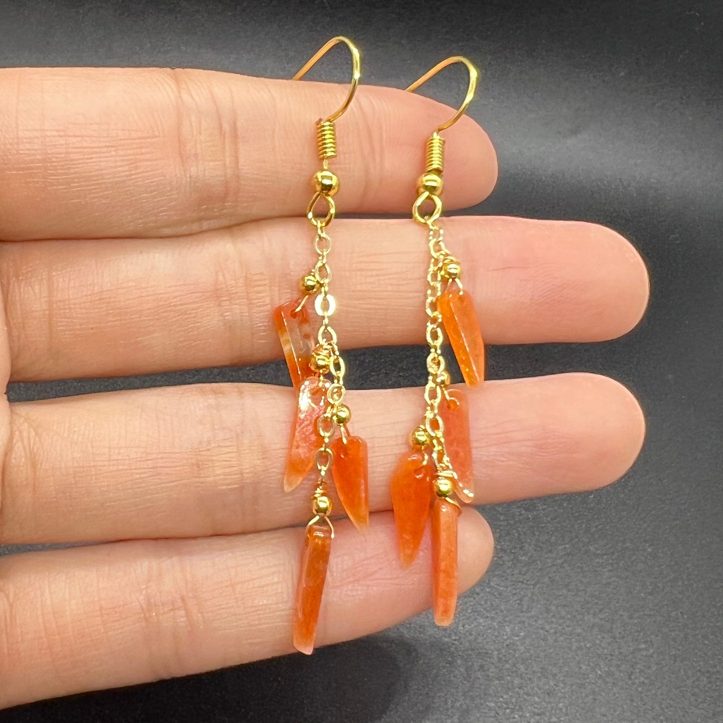 Natural Red jadeite eardrop jade Earrings with gold plated bail Burma Jade Grade A jade earbob jade loose beads Jewelry gift for her