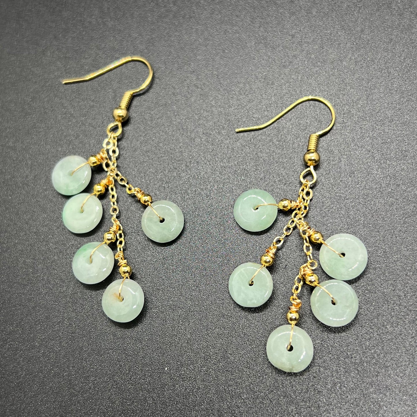 Natural jadeite Transparent eardrop jade Earrings with gold plated bail Burma Jade Grade A jade earbob jade loose beads Jewelry gift for her