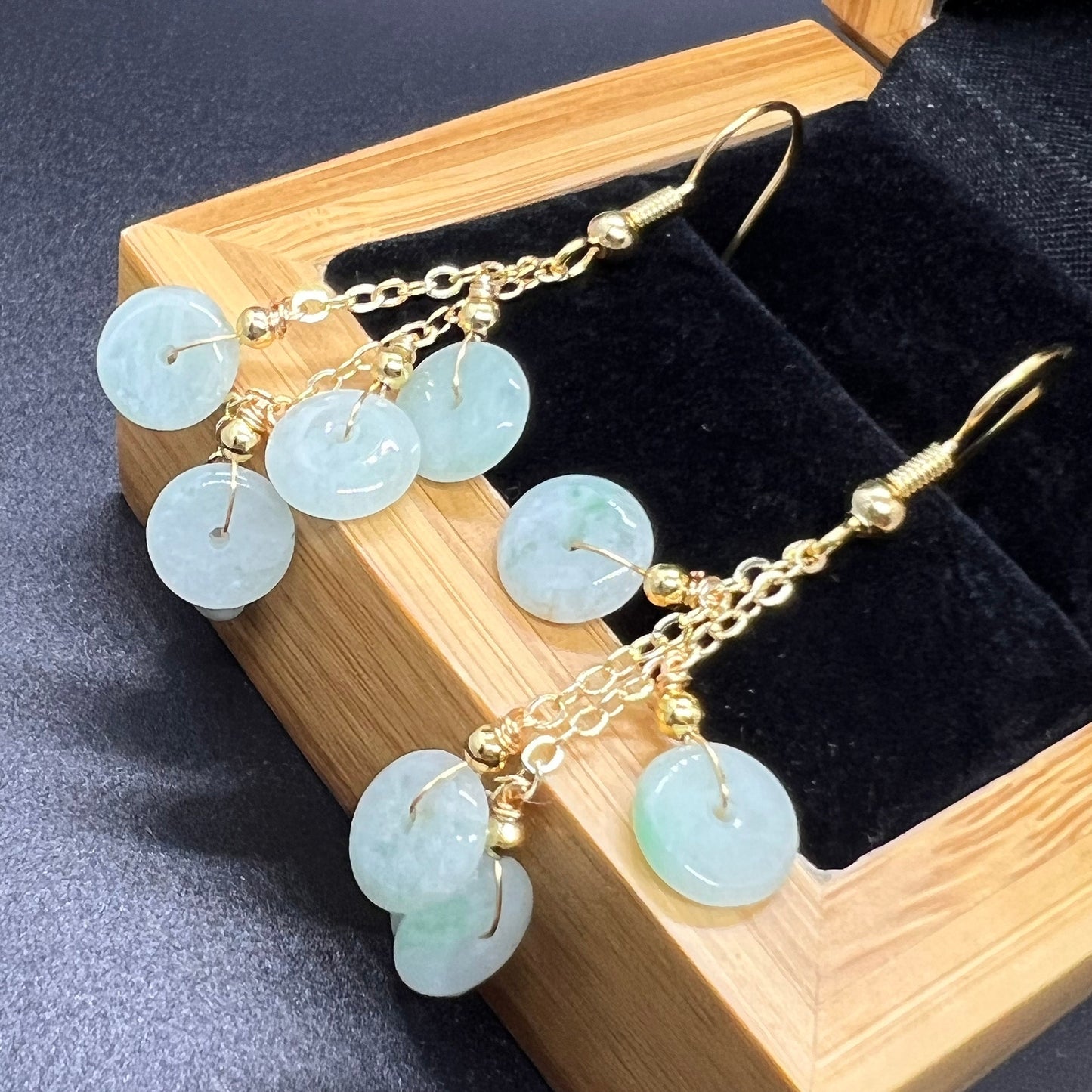 Natural jadeite Transparent eardrop jade Earrings with gold plated bail Burma Jade Grade A jade earbob jade loose beads Jewelry gift for her