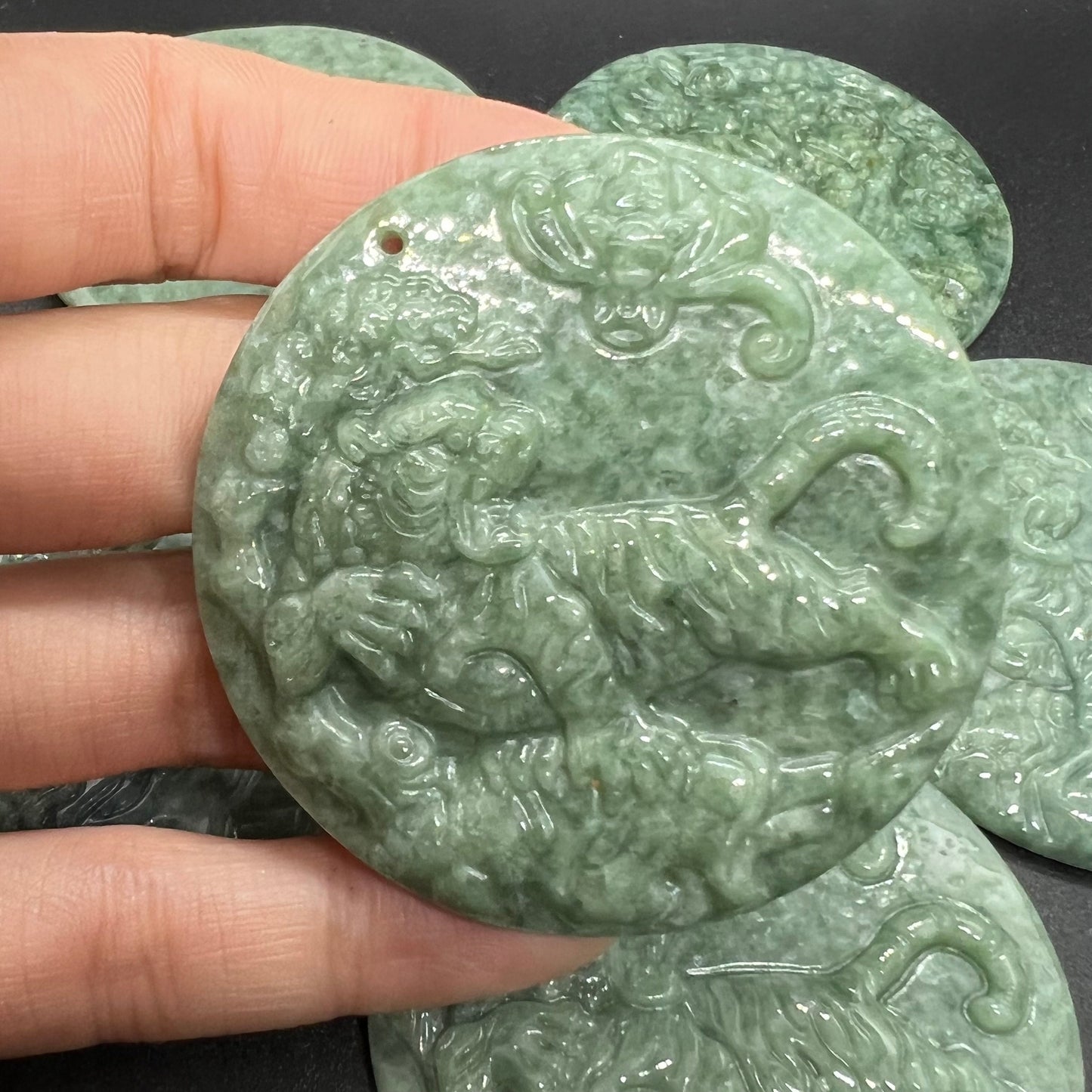 Mighty tiger head Grade A Jade Burma jadeite Beads tiger face pendant Type A jade Ice Myanmar Jadeite DIY necklace jade gift charms ornament