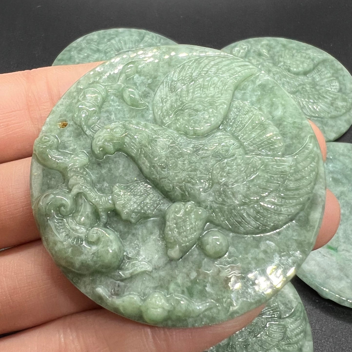 Eagle Grade A Jade Burma jadeite Beads tiger face pendant Type A jade Ice Myanmar Jadeite DIY necklace jade gift charms ornament