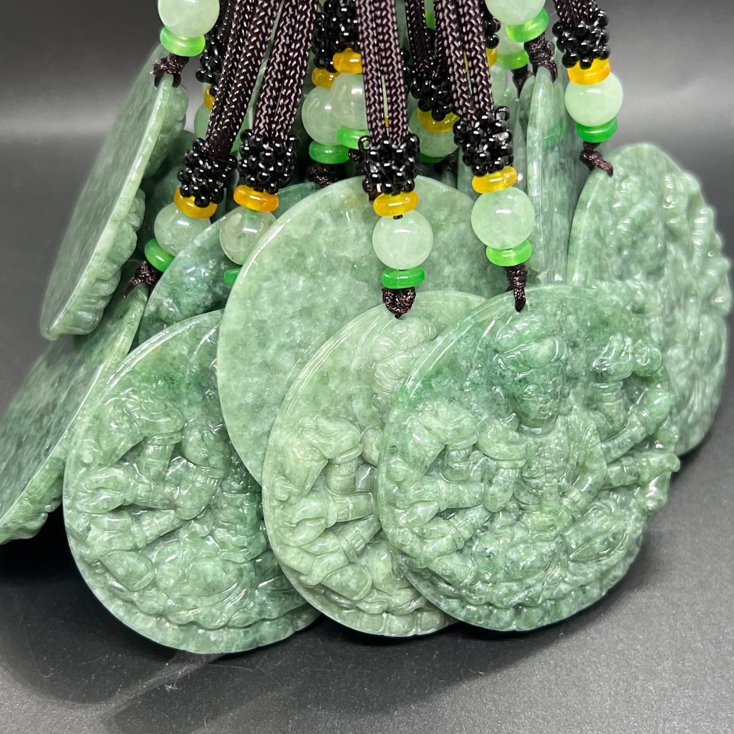 Genuine Burma jadeite Thousands Hands Guanyin Pendant Natural Green Grade A Jade ICE Jadeite Chinese Carved ,Myanmar Jadeite necklace Statue