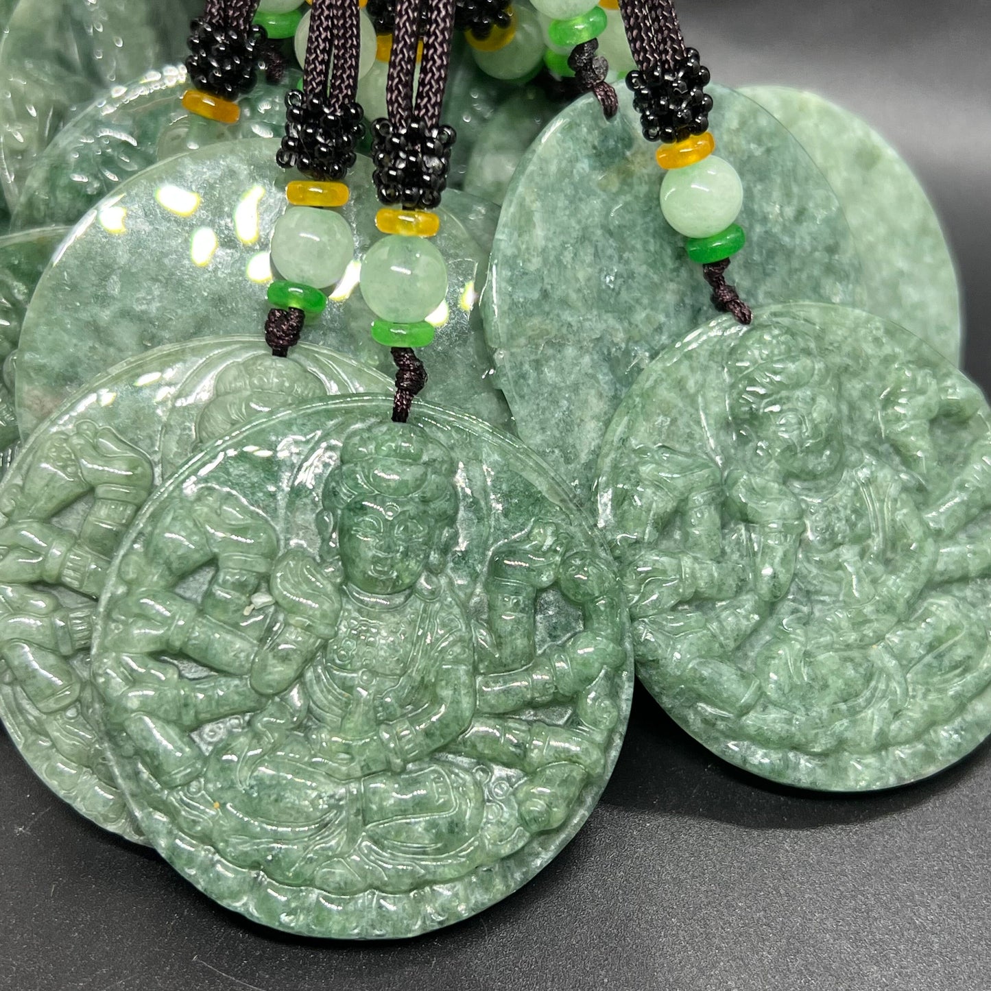 Genuine Burma jadeite Thousands Hands Guanyin Pendant Natural Green Grade A Jade ICE Jadeite Chinese Carved ,Myanmar Jadeite necklace Statue