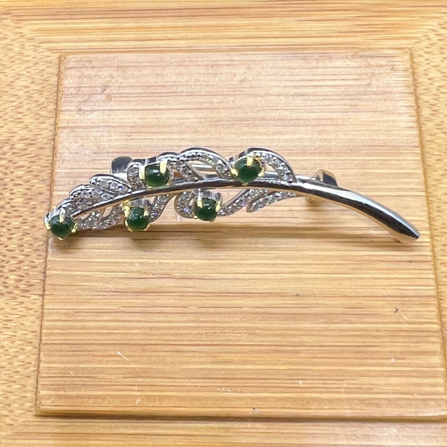 Natural jadeite feather brooch Transparent jade with s925 bail Burma Jade Grade A jade loose beads breastpin Jewelry gift for her