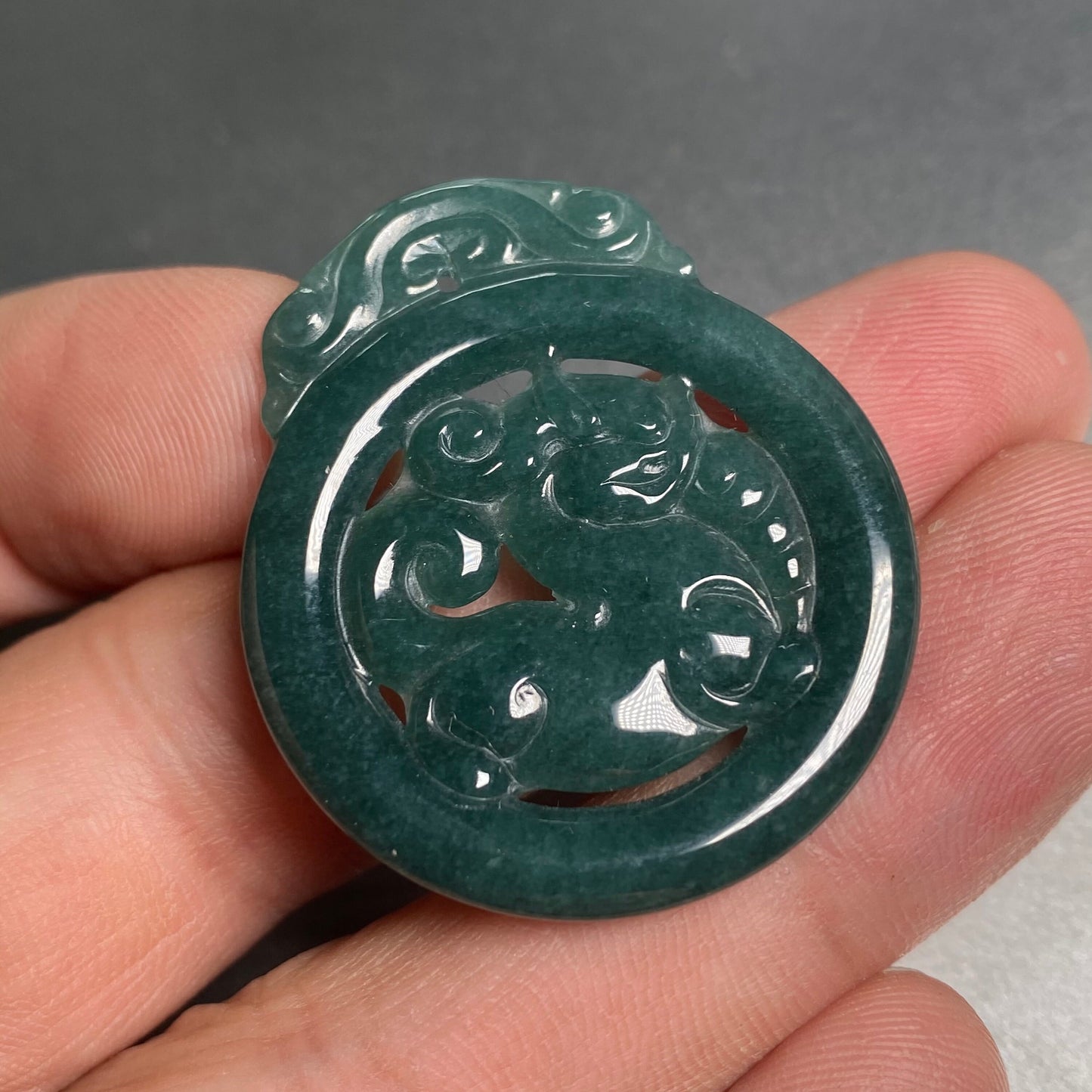 Vintage Dragon Natural transparent Guatemala Jadeite pendant Grade A Jade Blue gemstone men dragon Guatemalan jadeite pendant