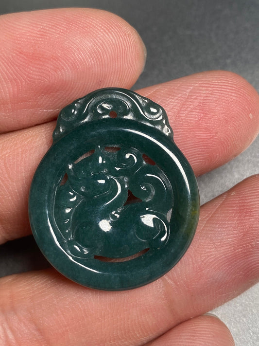 Vintage Dragon Natural transparent Guatemala Jadeite pendant Grade A Jade Blue gemstone men dragon Guatemalan jadeite pendant