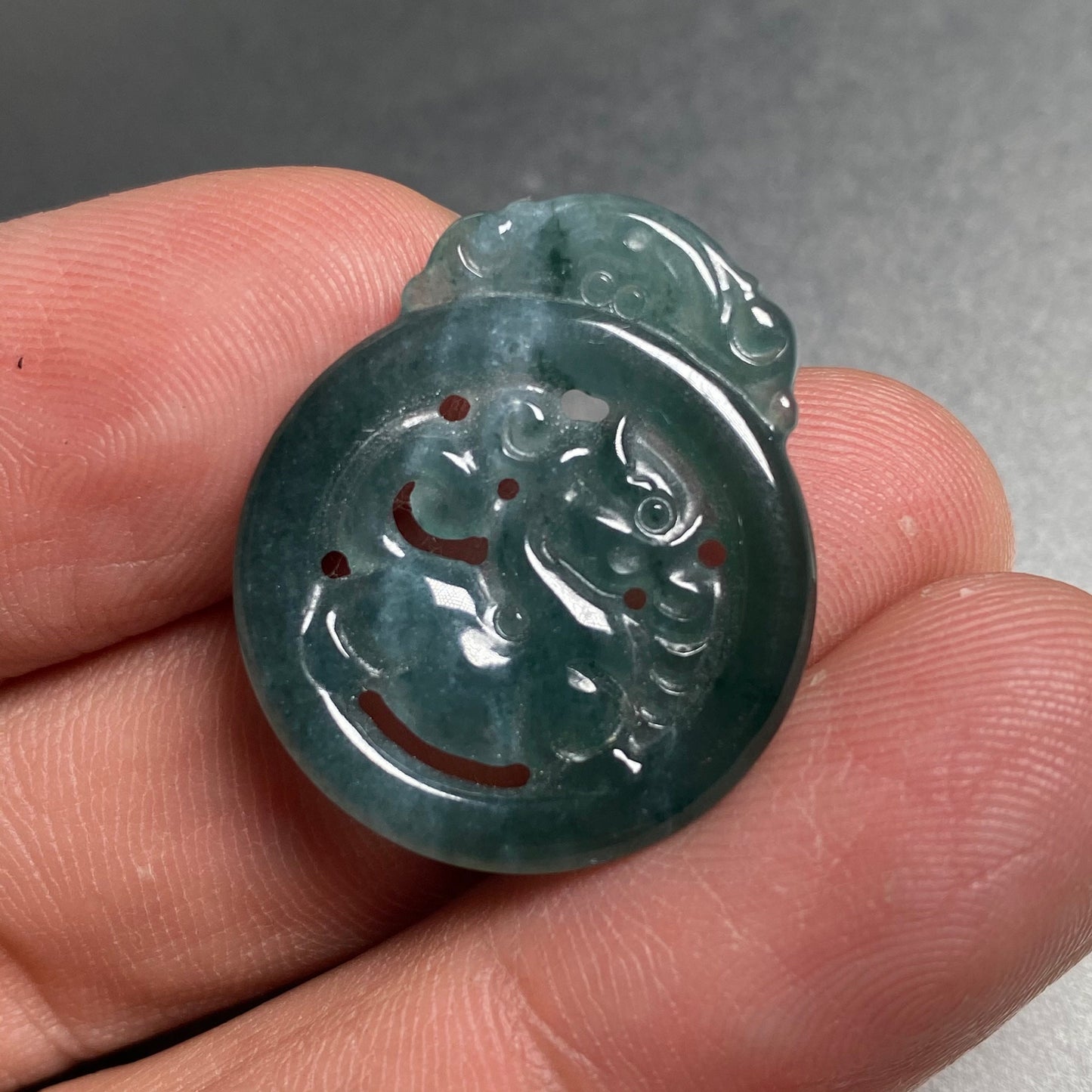 Vintage Dragon Natural transparent Guatemala Jadeite pendant Grade A Jade Blue gemstone men dragon Guatemalan jadeite pendant