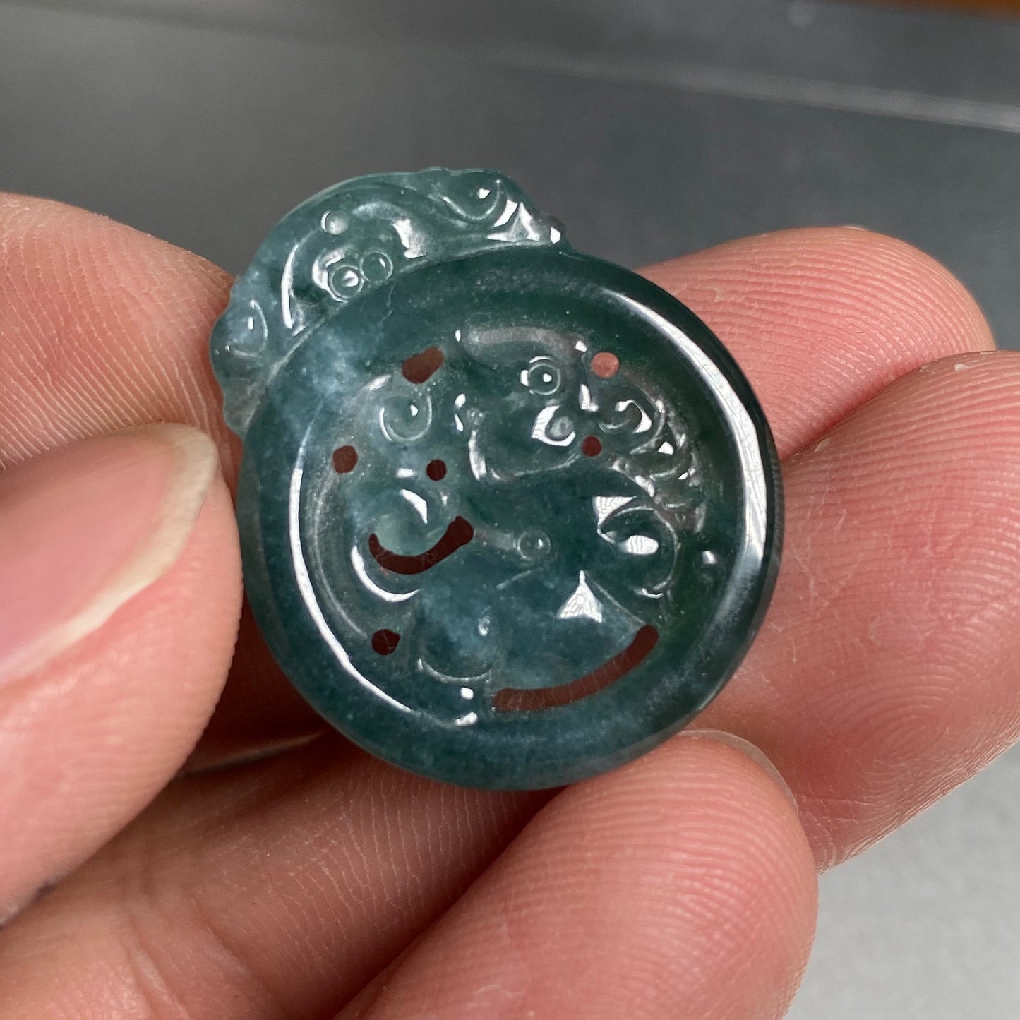 Vintage Dragon Natural transparent Guatemala Jadeite pendant Grade A Jade Blue gemstone men dragon Guatemalan jadeite pendant