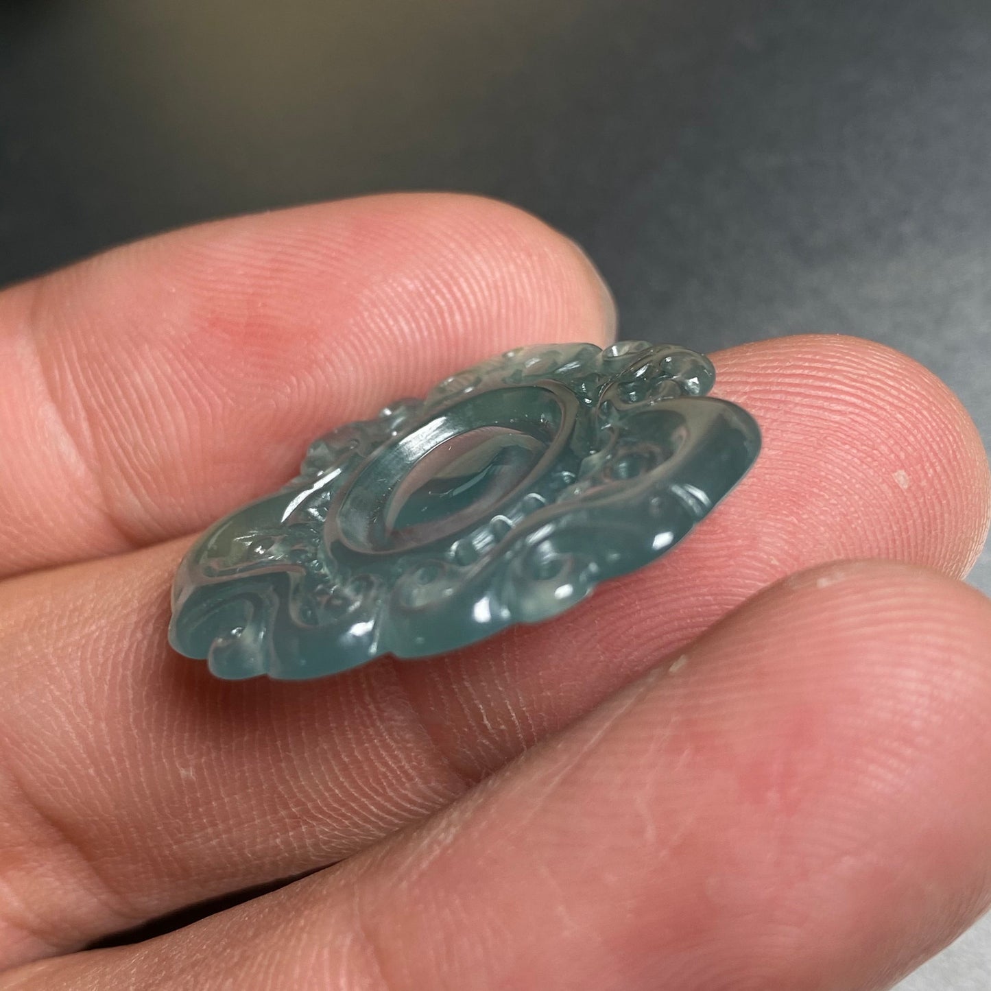 Narural Blue green jadeite Top quality  Vintage Dragon and phoenix Grade A jade Green Jade ICE Jadeite pendants carved works sculpture