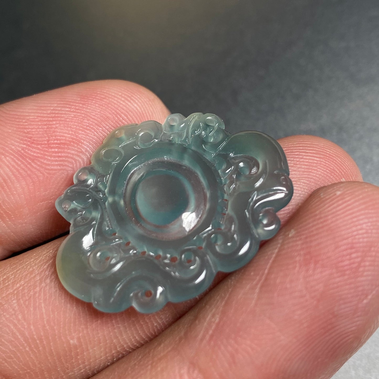 Narural Blue green jadeite Top quality  Vintage Dragon and phoenix Grade A jade Green Jade ICE Jadeite pendants carved works sculpture