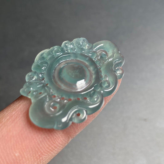 Narural Blue green jadeite Top quality  Vintage Dragon and phoenix Grade A jade Green Jade ICE Jadeite pendants carved works sculpture