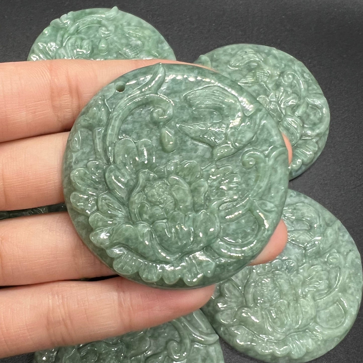 Wholesale Flowers Grade A Jade White Green jadeite Beads Flower pendant Type A jade Ice Myanmar Jadeite DIY necklace earrings gift