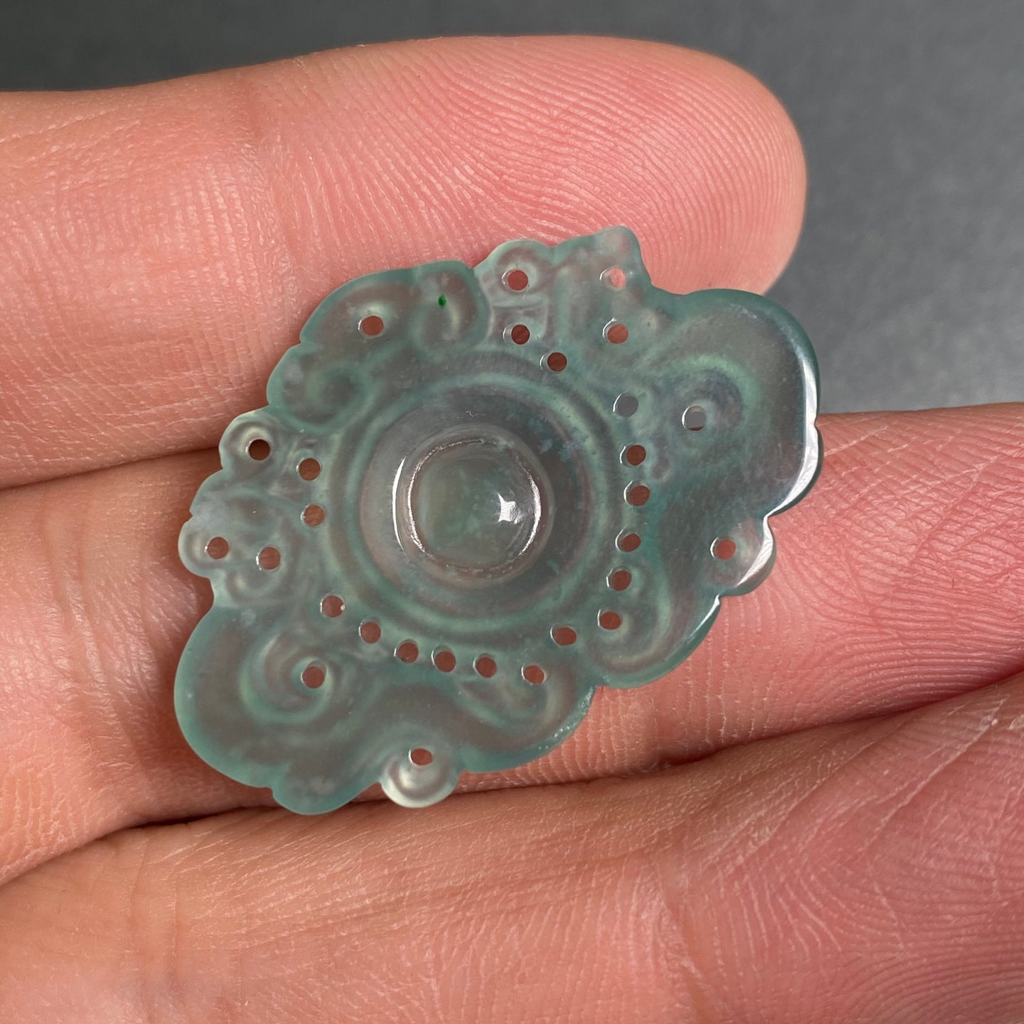 Narural Blue green jadeite Top quality  Vintage Dragon and phoenix Grade A jade Green Jade ICE Jadeite pendants carved works sculpture