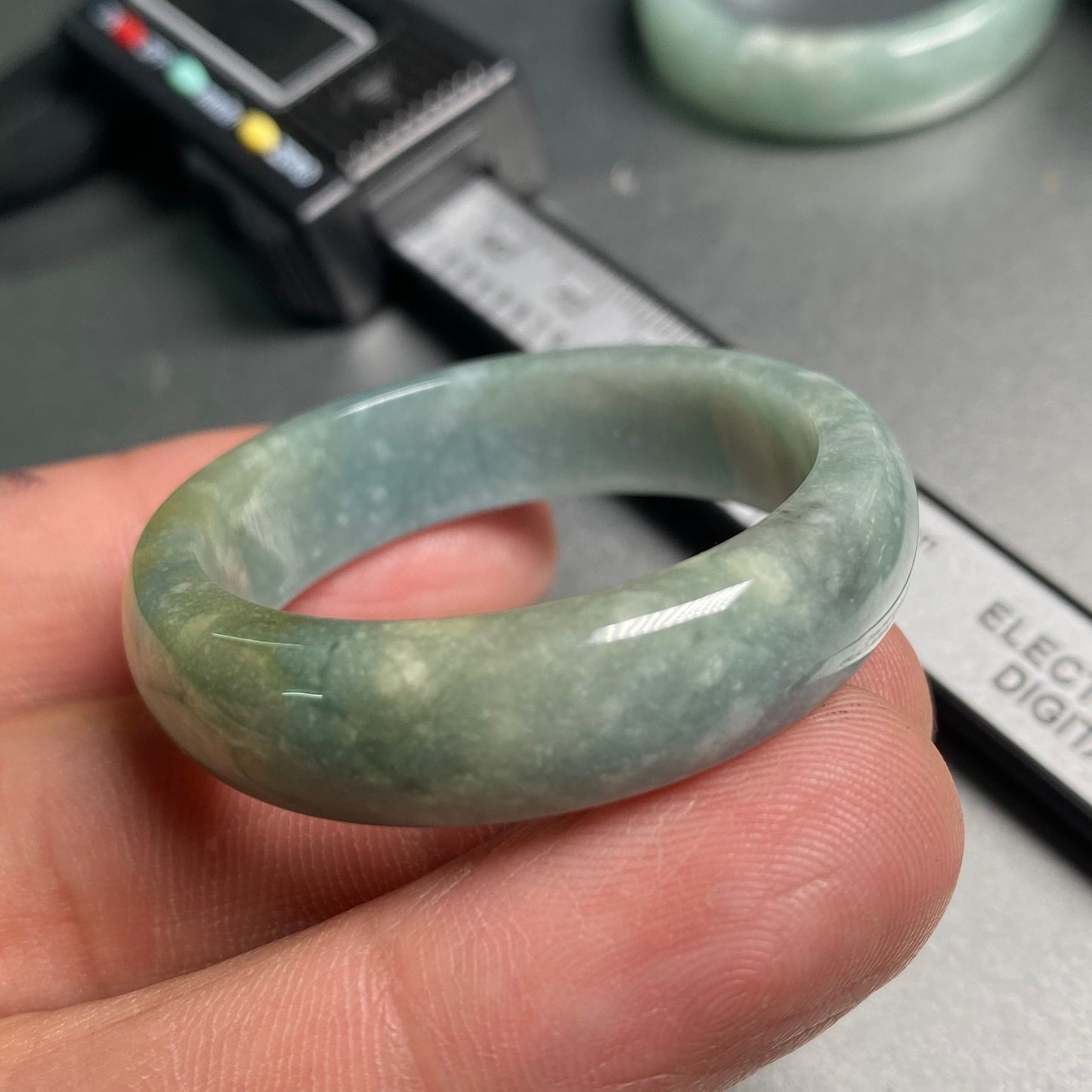 34.4MM huge Natural transparent Guatemala Jadeite wide rings Grade A Jade Blue gemstone men dragon Guatemalan jadeite ring