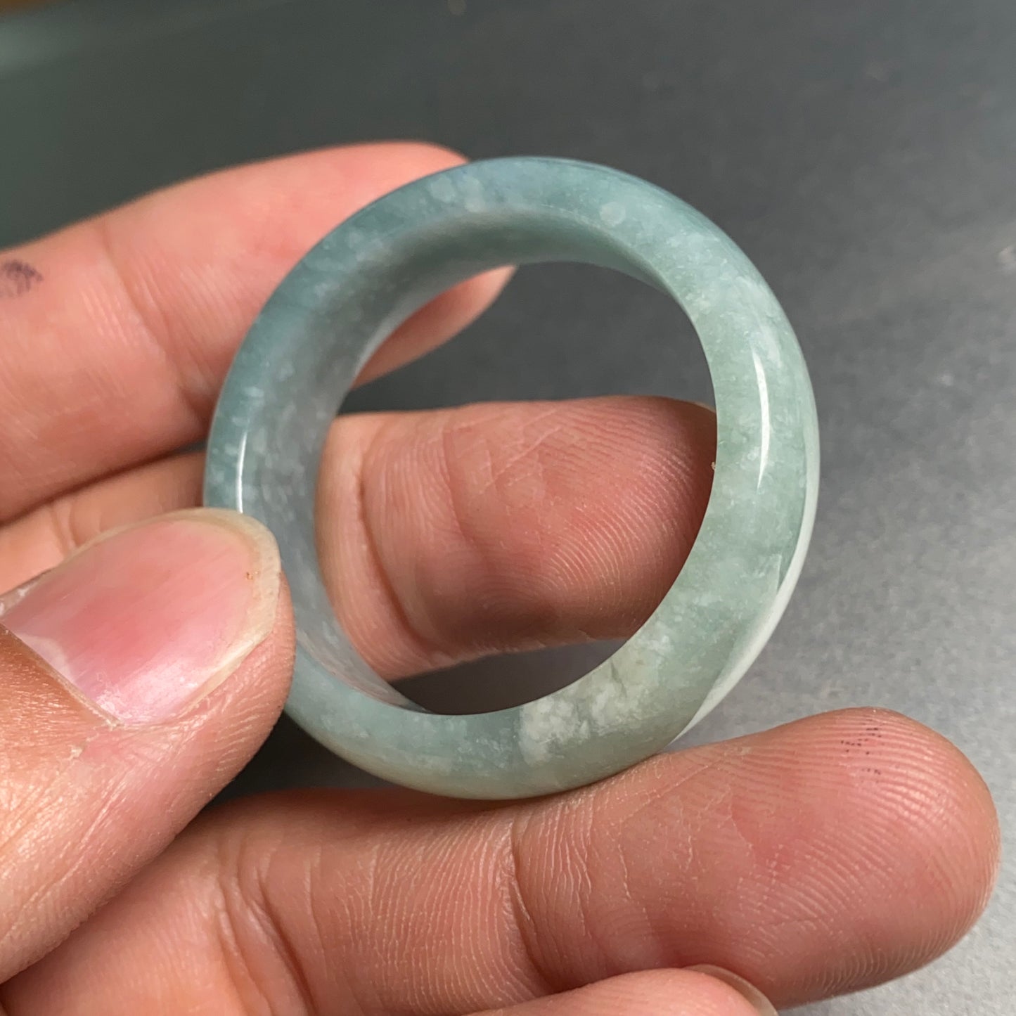 32.3MM huge Natural transparent Guatemala Jadeite wide rings Grade A Jade Blue gemstone men dragon Guatemalan jadeite ring