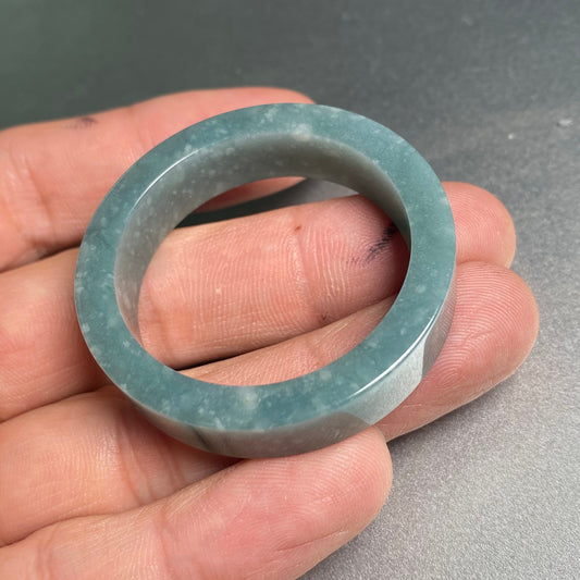 35.4MM huge Natural transparent Guatemala Jadeite wide rings Grade A Jade Blue gemstone men dragon Guatemalan jadeite ring