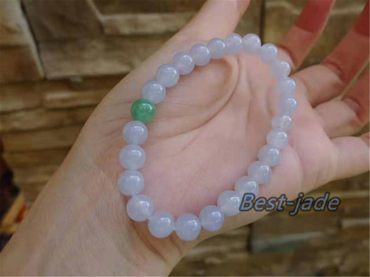 High quality Grade A Natural Jadeite 7*7mm Hand carved Jade Round bead Ball bangle Bracelet Chain Green gemstone Burma stone