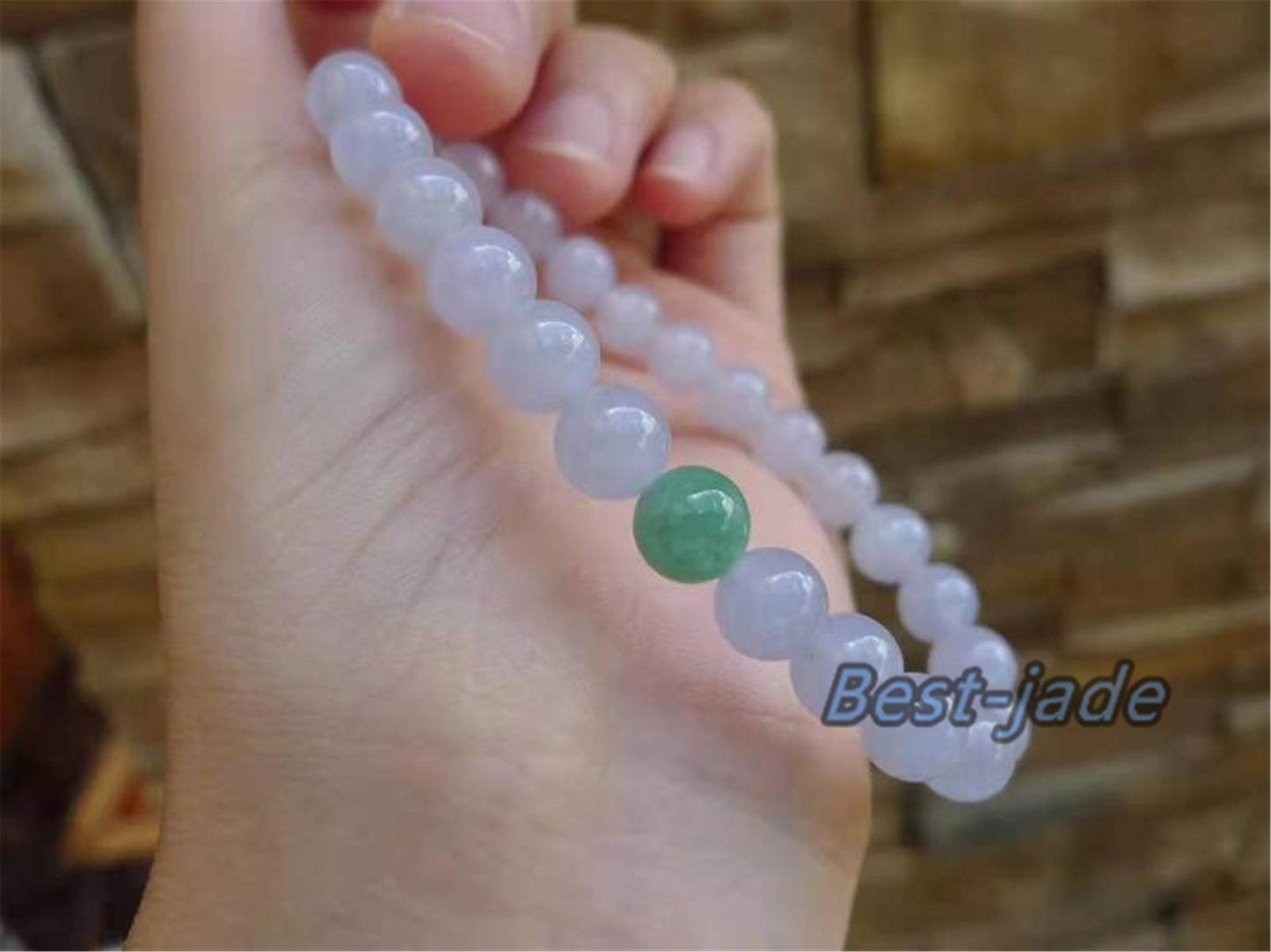 High quality Grade A Natural Jadeite 7*7mm Hand carved Jade Round bead Ball bangle Bracelet Chain Green gemstone Burma stone