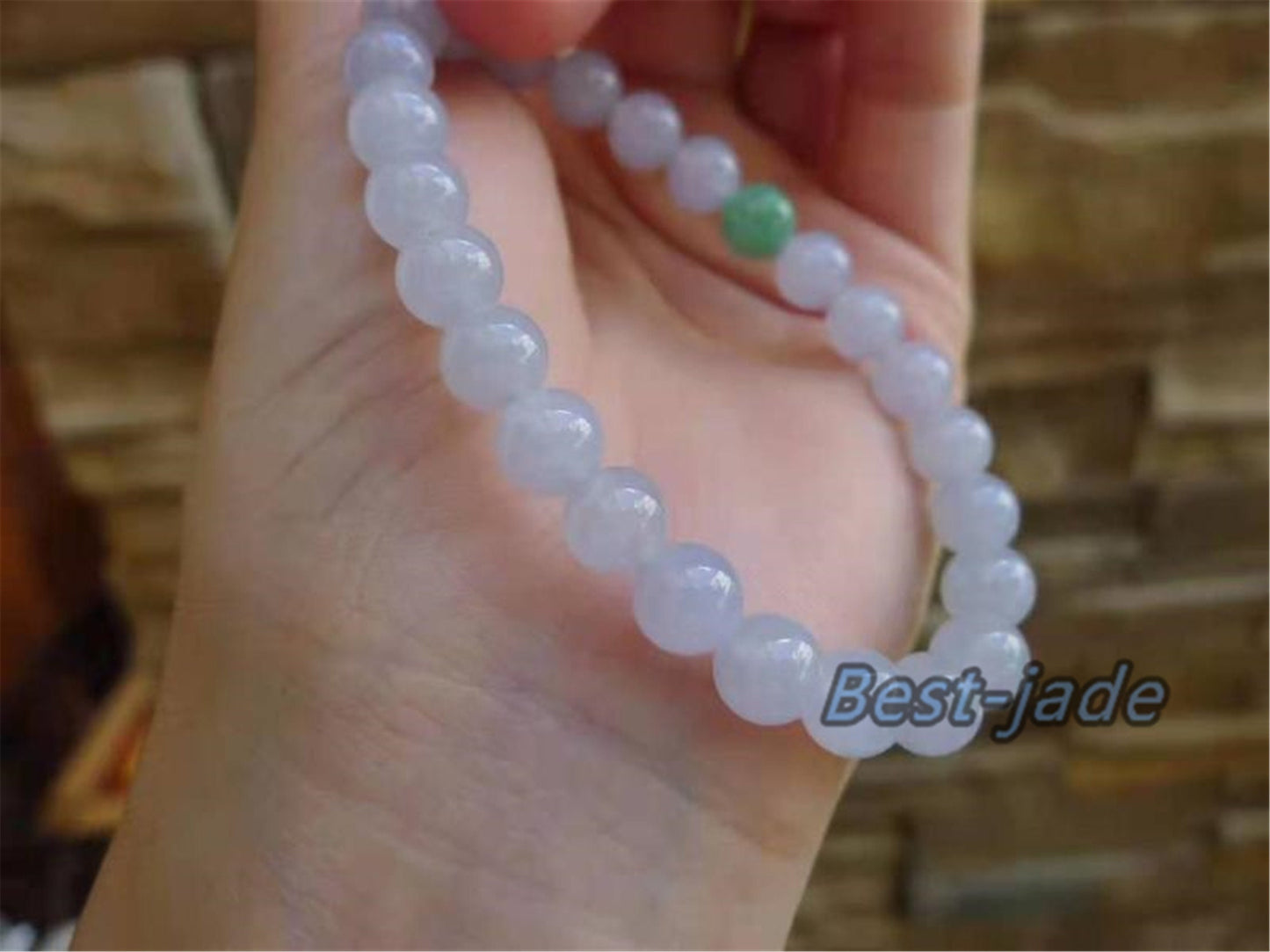 High quality Grade A Natural Jadeite 7*7mm Hand carved Jade Round bead Ball bangle Bracelet Chain Green gemstone Burma stone