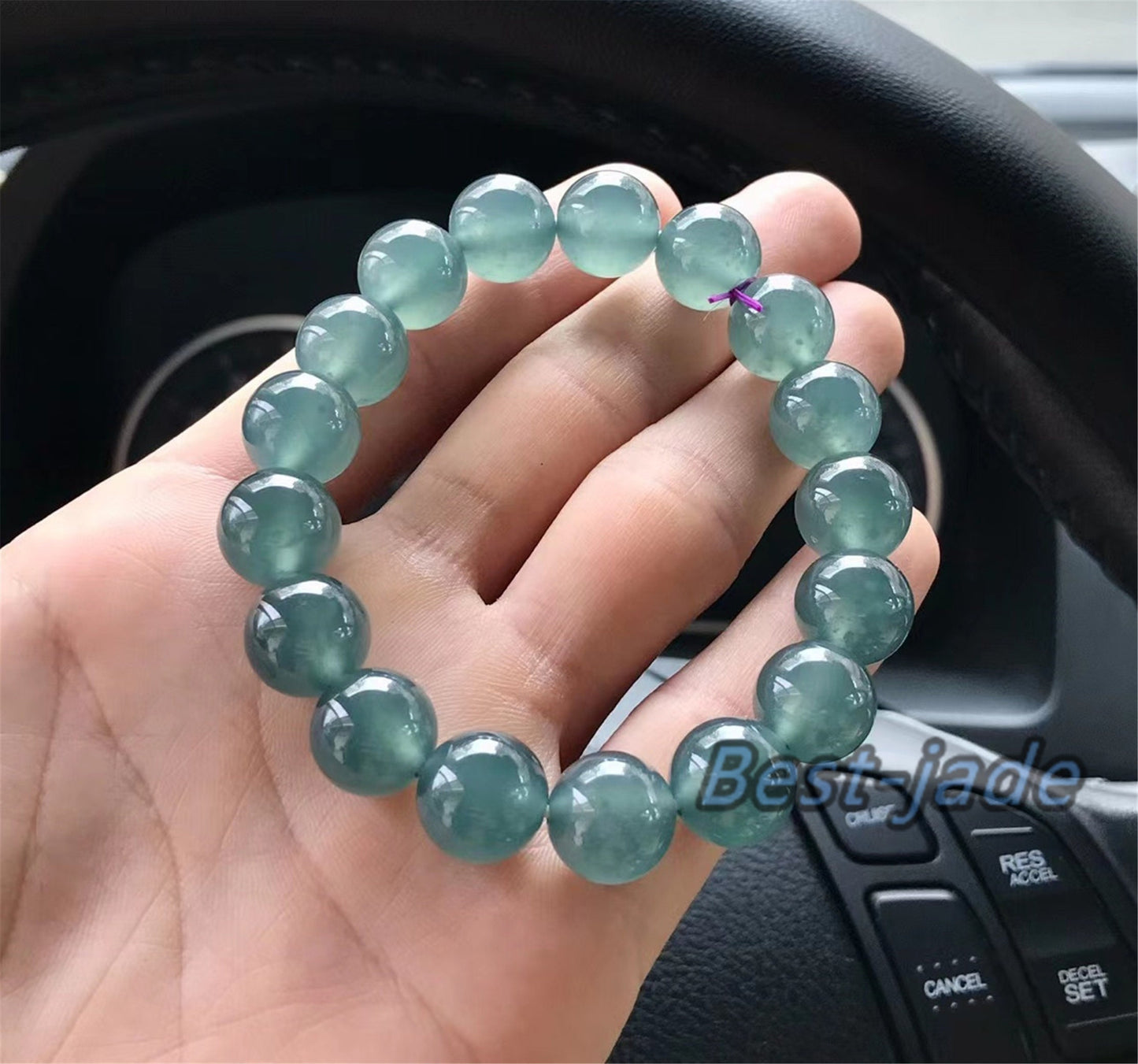 Hochwertiger natürlicher guatemaltekischer Jadeit, durchscheinende blaue Jade der Güteklasse A, rundes Perlenarmband, Guatemala-Jade, weiblicher Schmuck, Jade-Geschenk