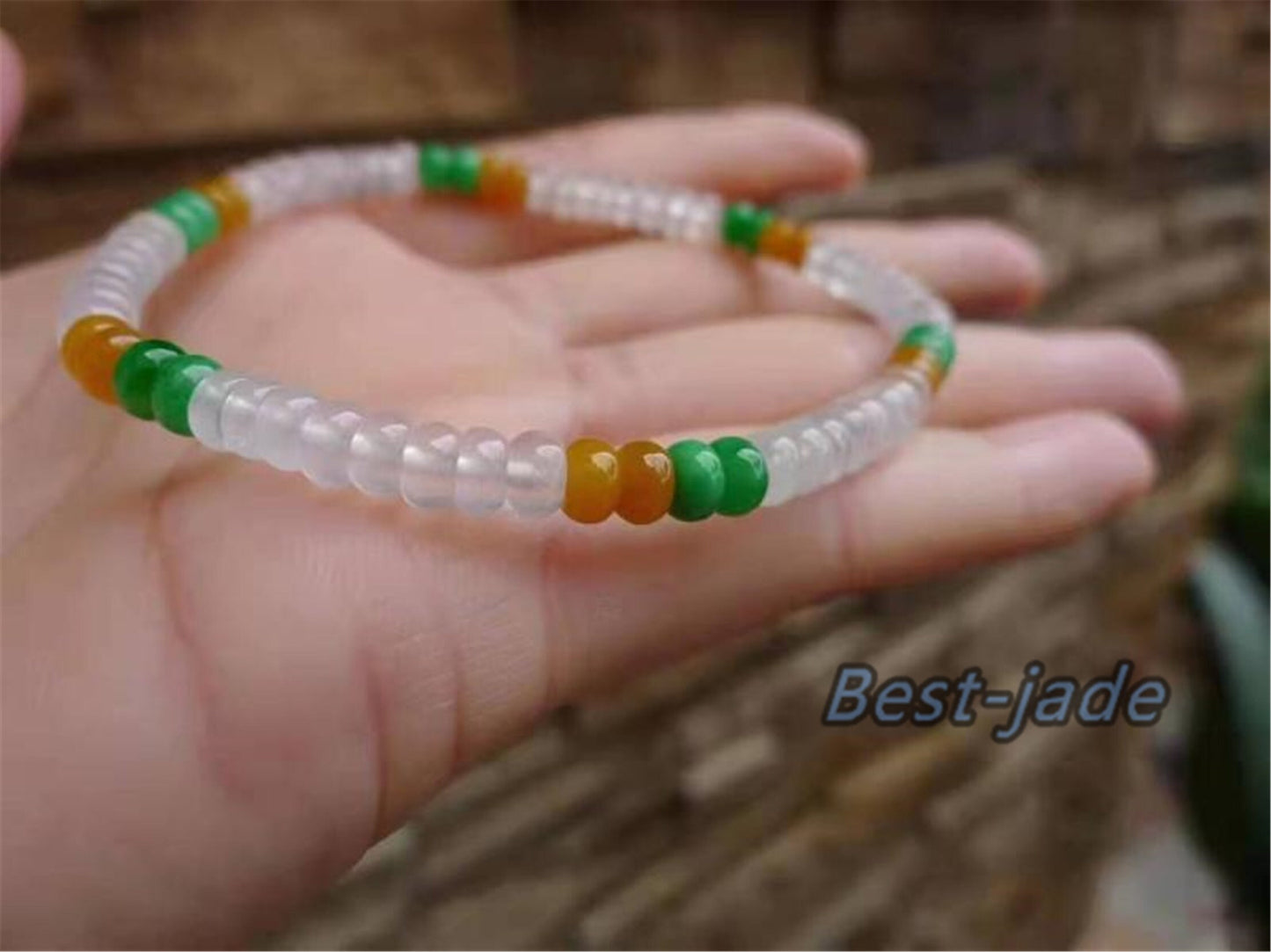 High quality Grade A Natural Jadeite 7*7mm Hand carved Jade Round bead Ball bangle Bracelet Chain Green gemstone Burma stone