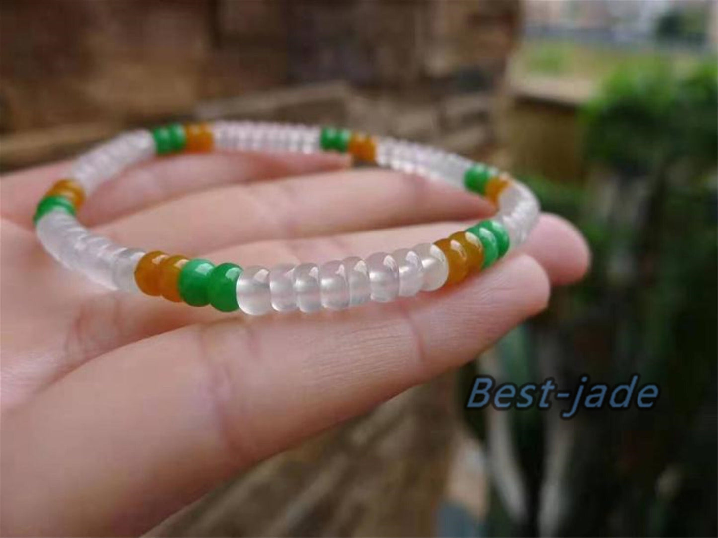 High quality Grade A Natural Jadeite 7*7mm Hand carved Jade Round bead Ball bangle Bracelet Chain Green gemstone Burma stone