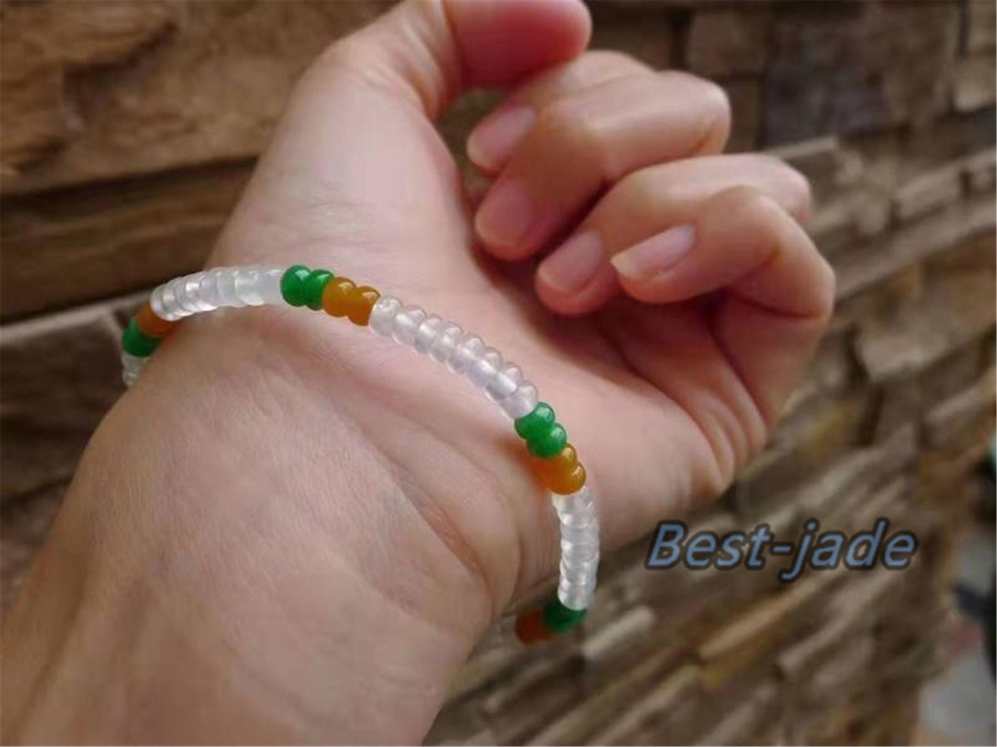 High quality Grade A Natural Jadeite 7*7mm Hand carved Jade Round bead Ball bangle Bracelet Chain Green gemstone Burma stone