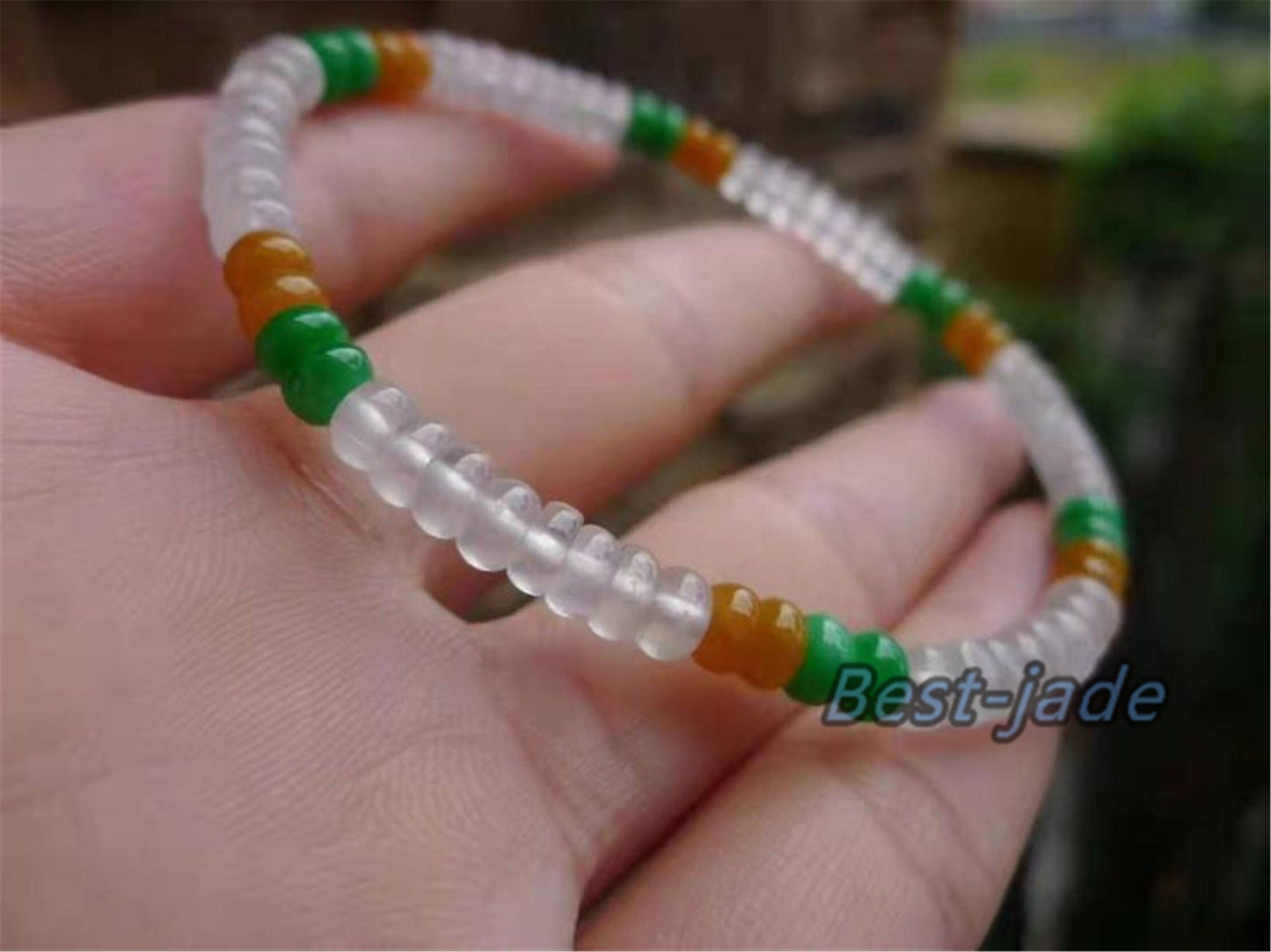 High quality Grade A Natural Jadeite 7*7mm Hand carved Jade Round bead Ball bangle Bracelet Chain Green gemstone Burma stone