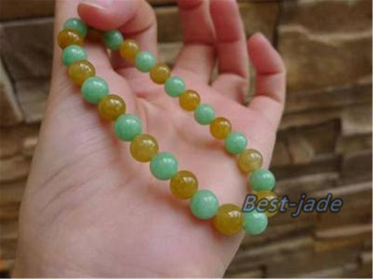 High quality Grade A Natural JadeiteHand carved Jade Round bead Ball bangle Bracelet Chain Green gemstone Burma stone Armband