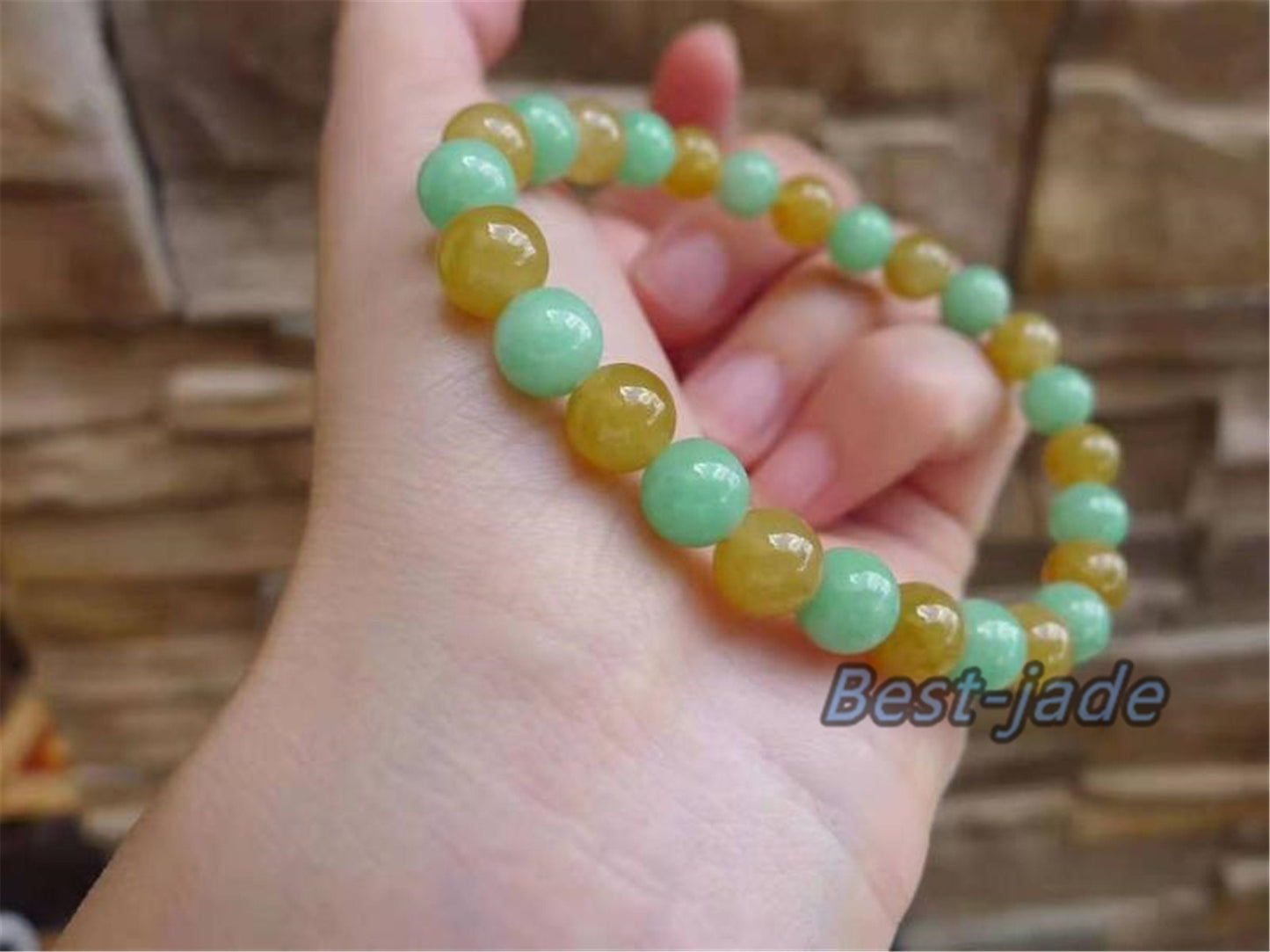 High quality Grade A Natural JadeiteHand carved Jade Round bead Ball bangle Bracelet Chain Green gemstone Burma stone Armband