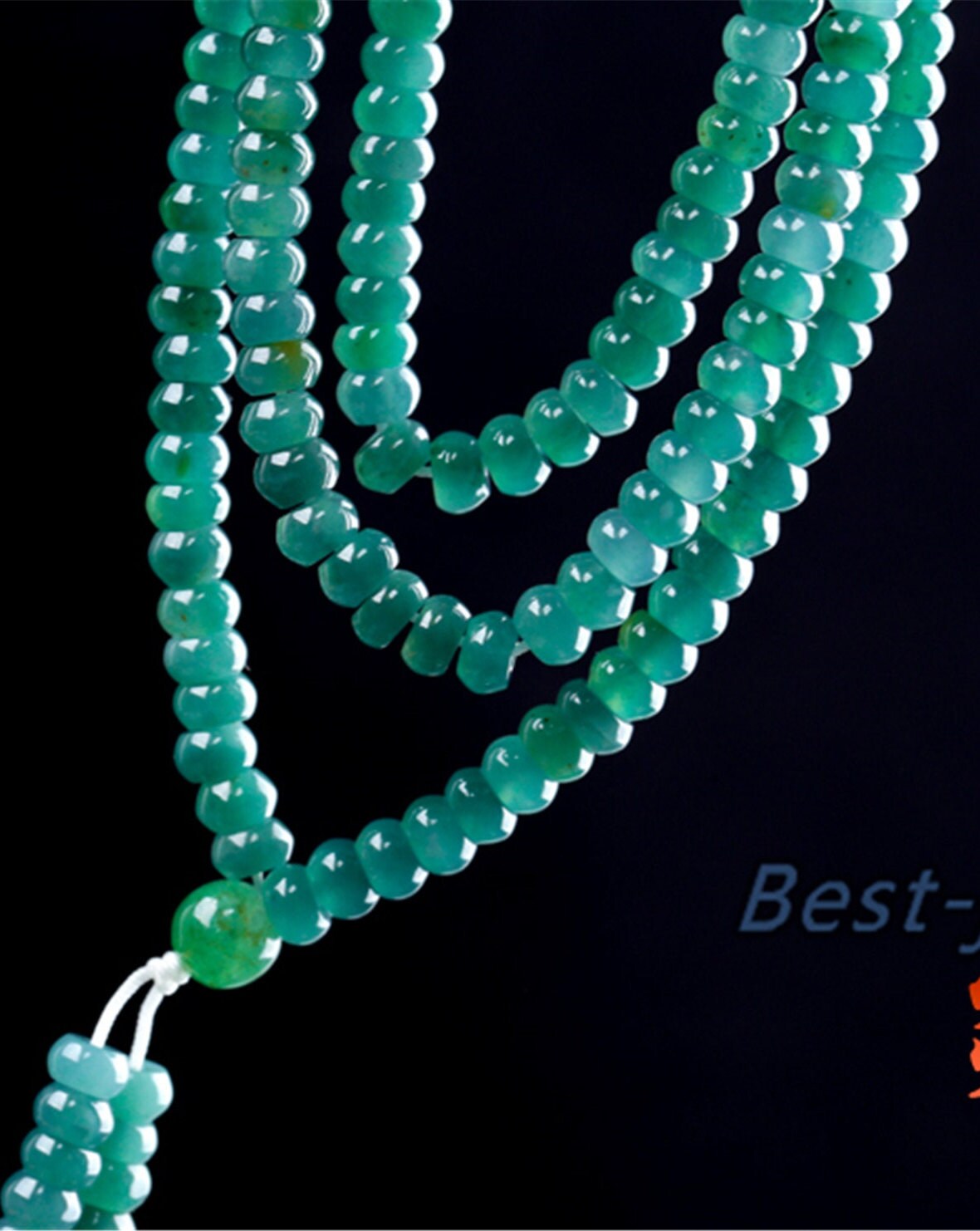 Blue Green Natural Grade A Jade Hand carved Necklace Chain Burma Jadeite Flat bead Blue jade gemstone jewelry gift