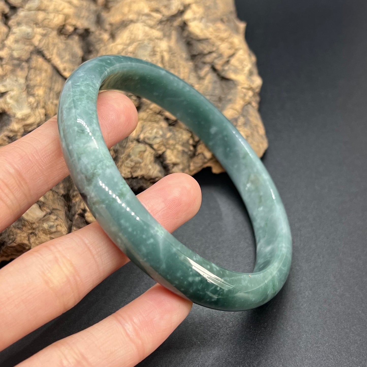 Huge 67.2mm Grade A Jade Natural Blue green Big Round bangle Burma jadeite Lady Bracelet Type A stone small hand female bangle  翡翠飘花手镯